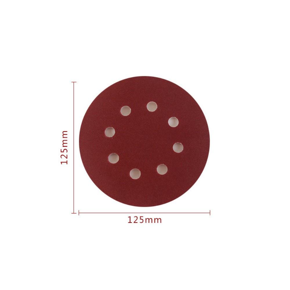 P-400 5 inch 8 Hole Sanding Discs made of aluminum oxide, ideal for sanding metal, wood, and jade, featuring a red color and 8 holes for dust extraction.