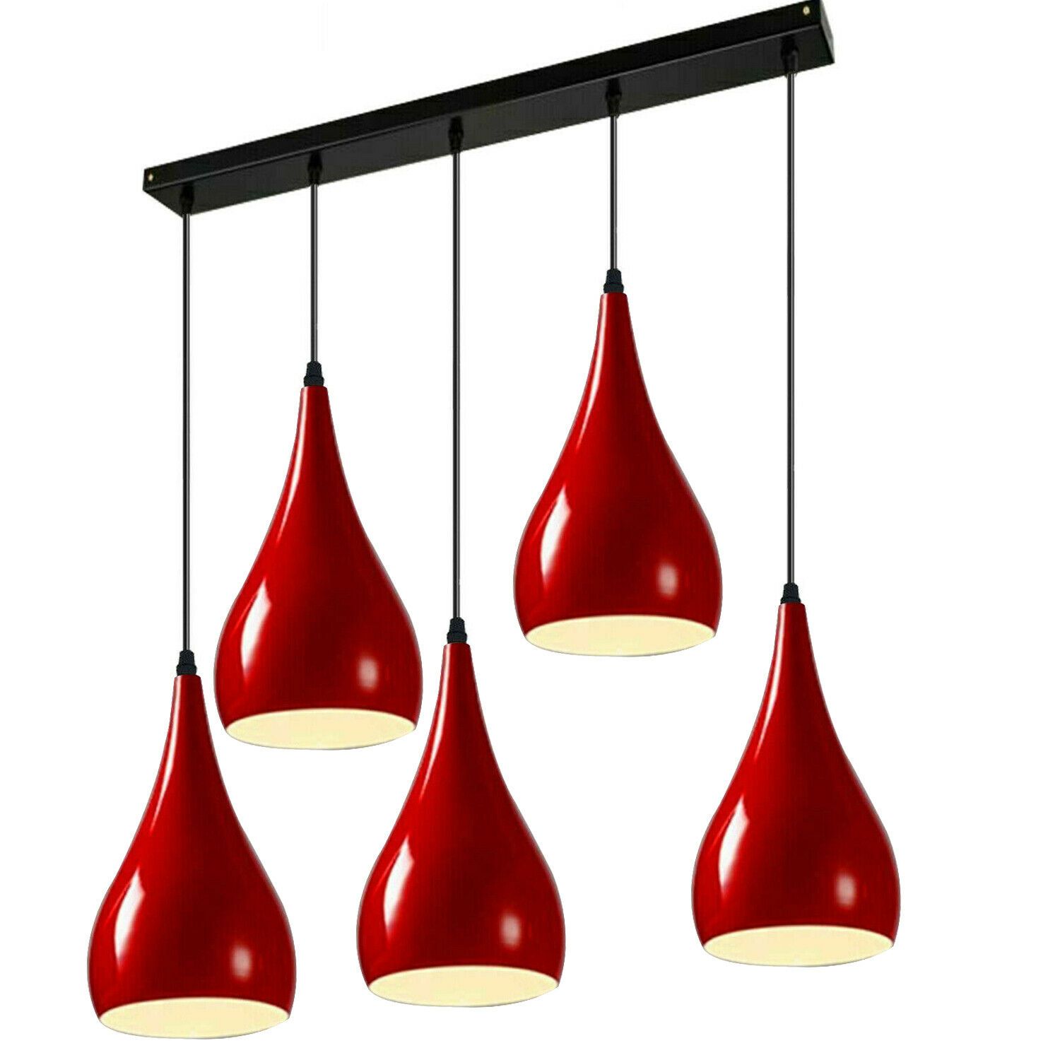 Red 5 Outlet Ceiling Light Fixture with black and red finish, showcasing a modern pendant design suitable for various interior styles.