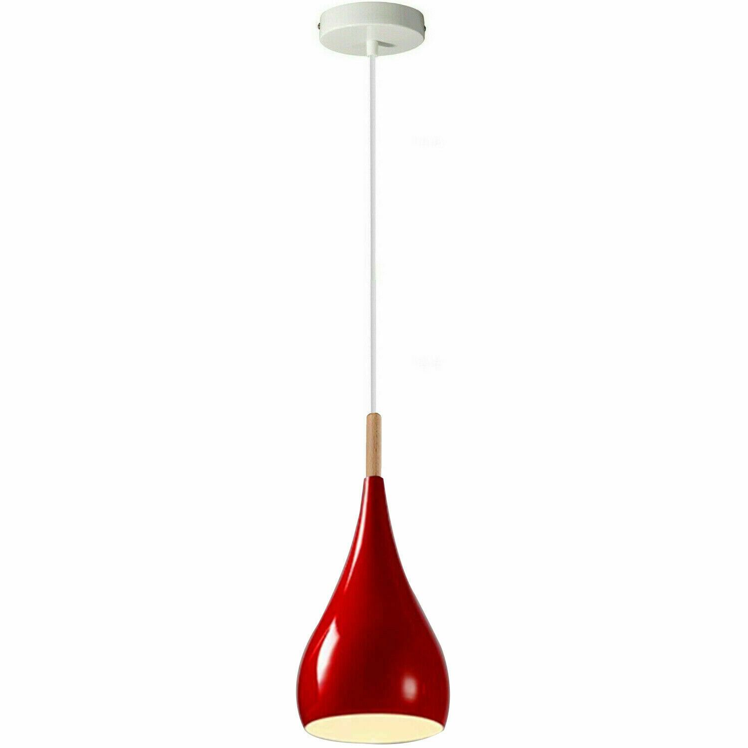 Red retro style metal ceiling hanging pendant light shade, showcasing its unique design and sturdy construction.