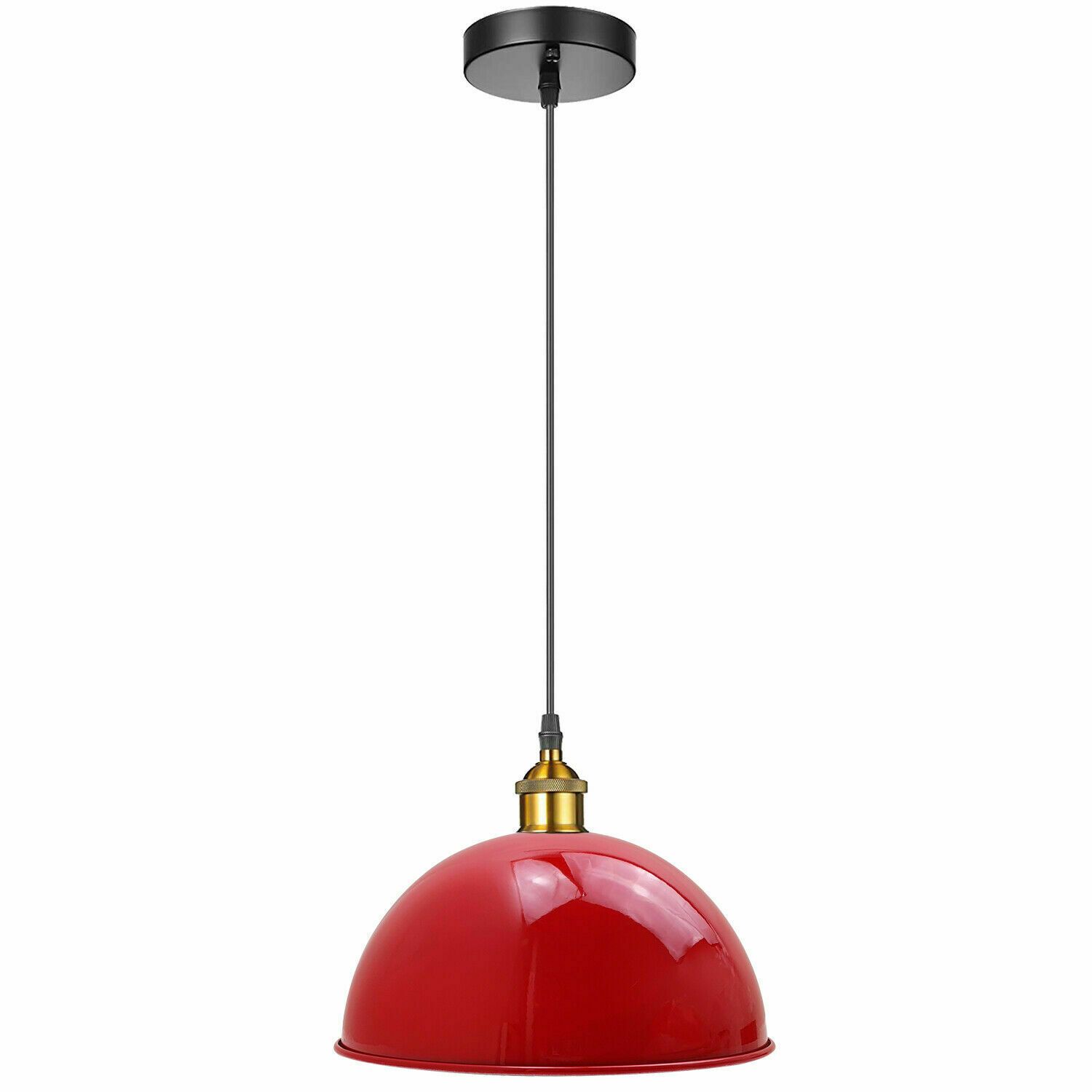 Red Retro Metal Cafe Diner Ceiling Light Pendant showcasing a vibrant red metal design, perfect for modern interiors.