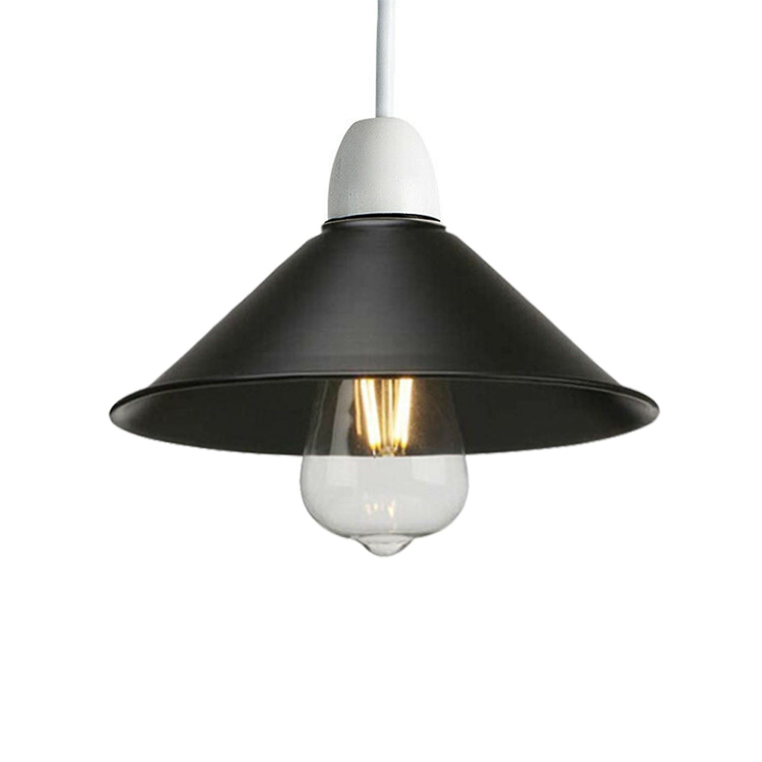 Retro Cone Pendant Lamp Shade in various colors, showcasing its unique design and sturdy metal construction.