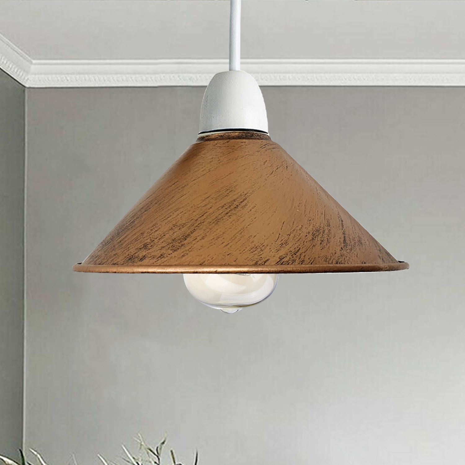 Retro Cone Pendant Lamp Shade in various colors, showcasing its unique design and sturdy metal construction.