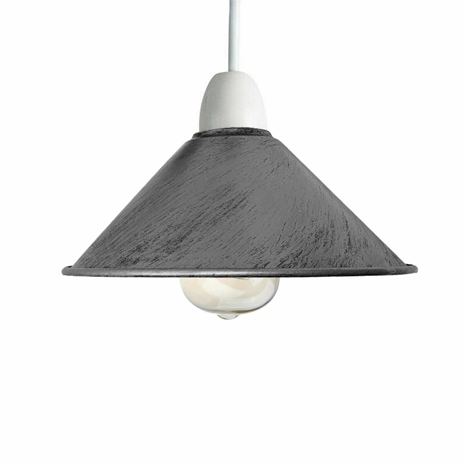 Retro Cone Pendant Lamp Shade in various colors, showcasing its unique design and sturdy metal construction.