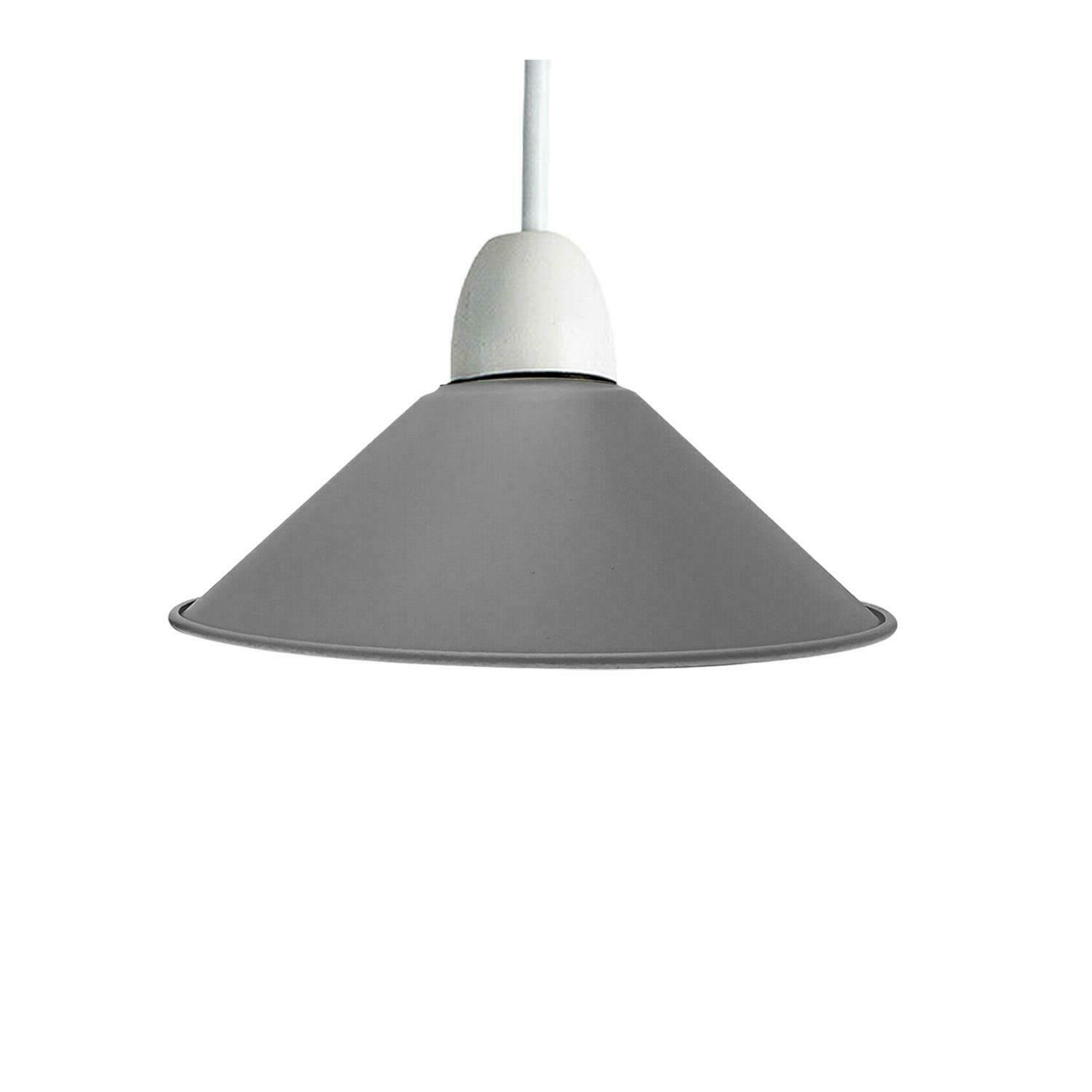 Retro Cone Pendant Lamp Shade in various colors, showcasing its unique design and sturdy metal construction.