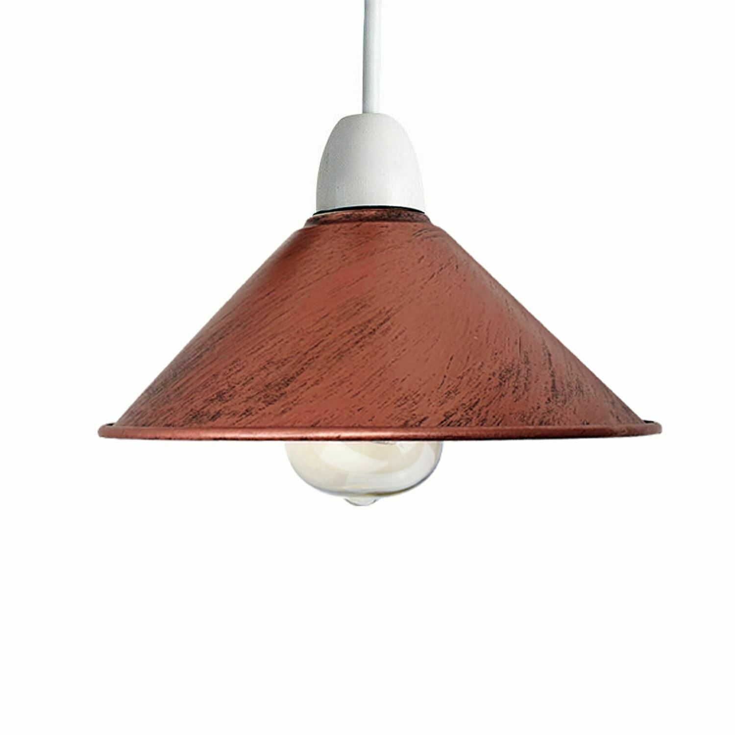 Retro Cone Pendant Lamp Shade in various colors, showcasing its unique design and sturdy metal construction.