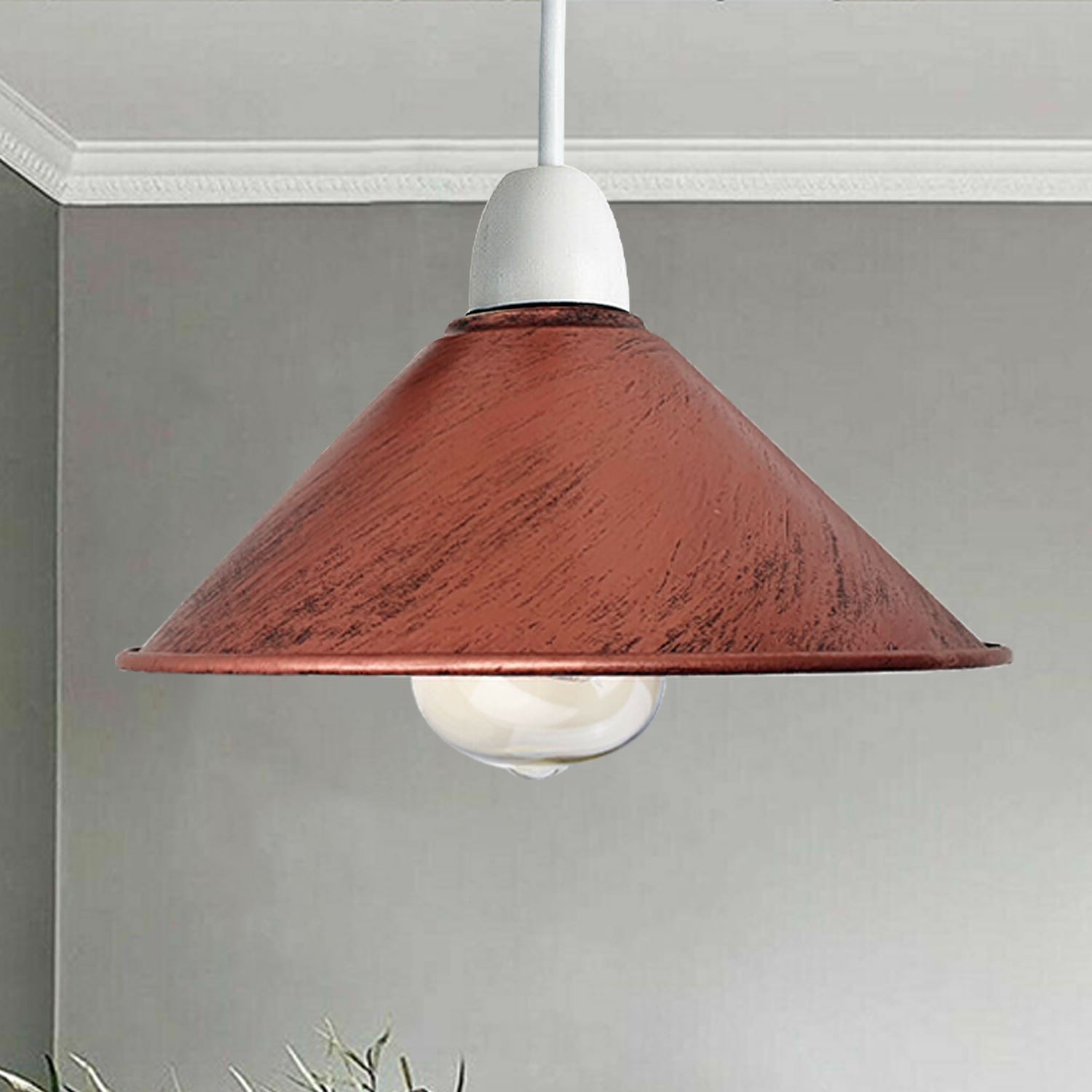 Retro Cone Pendant Lamp Shade in various colors, showcasing its unique design and sturdy metal construction.