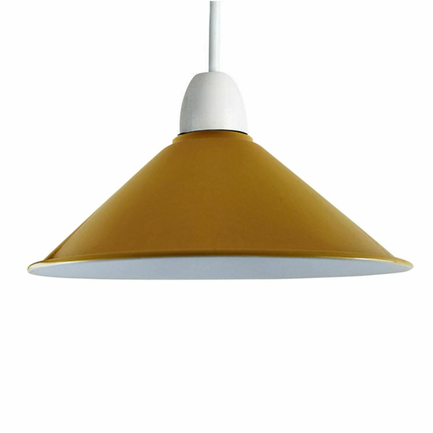 Retro Cone Pendant Lamp Shade in various colors, showcasing its unique design and sturdy metal construction.