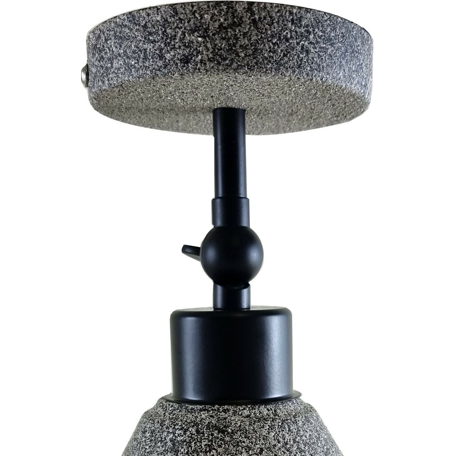 Retro Industrial Ceiling Flush Mount Light with metal cone shade in stone and black colors, perfect for home and commercial use.