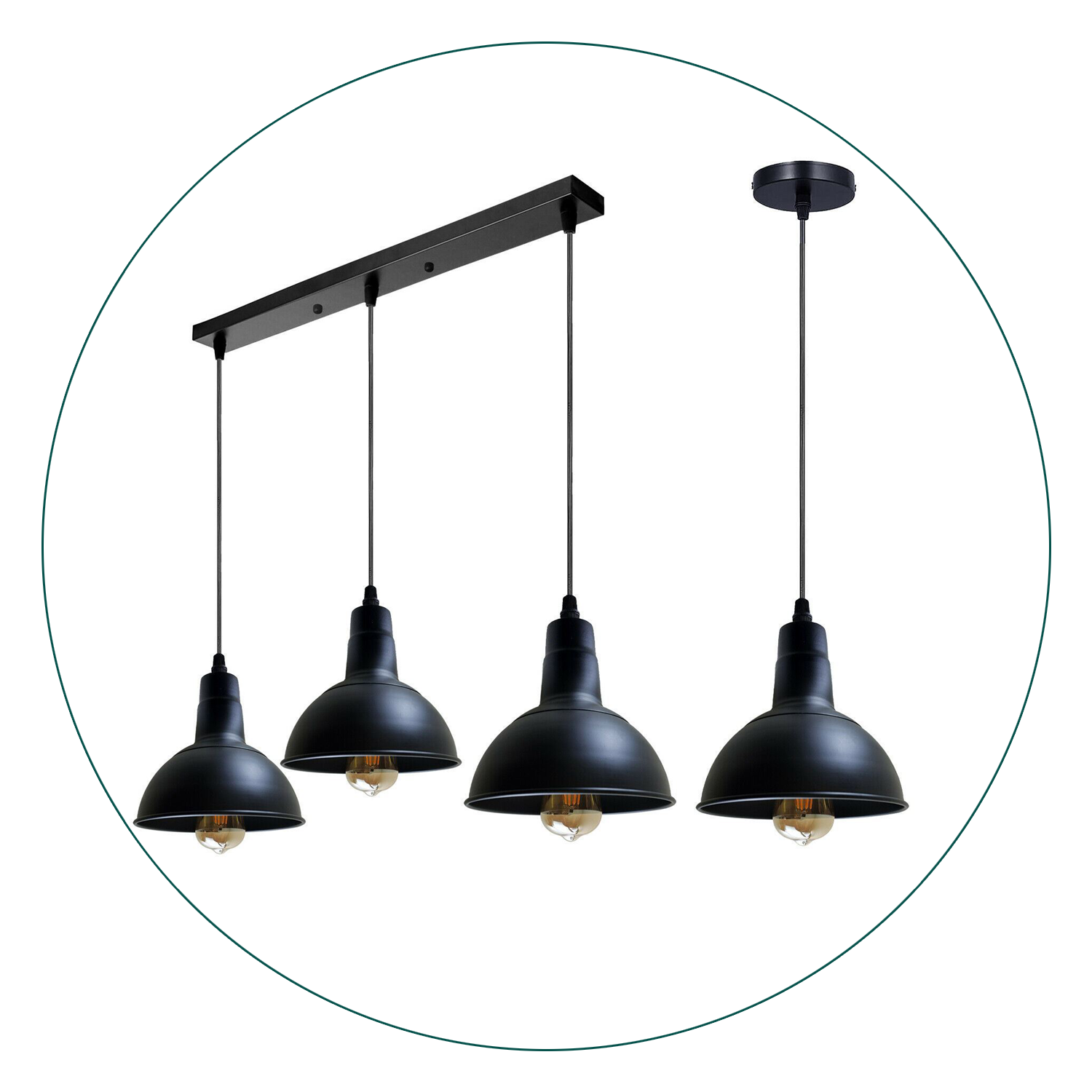 Retro Industrial Chandelier with vintage metal light shade, showcasing a stylish design suitable for various interiors.