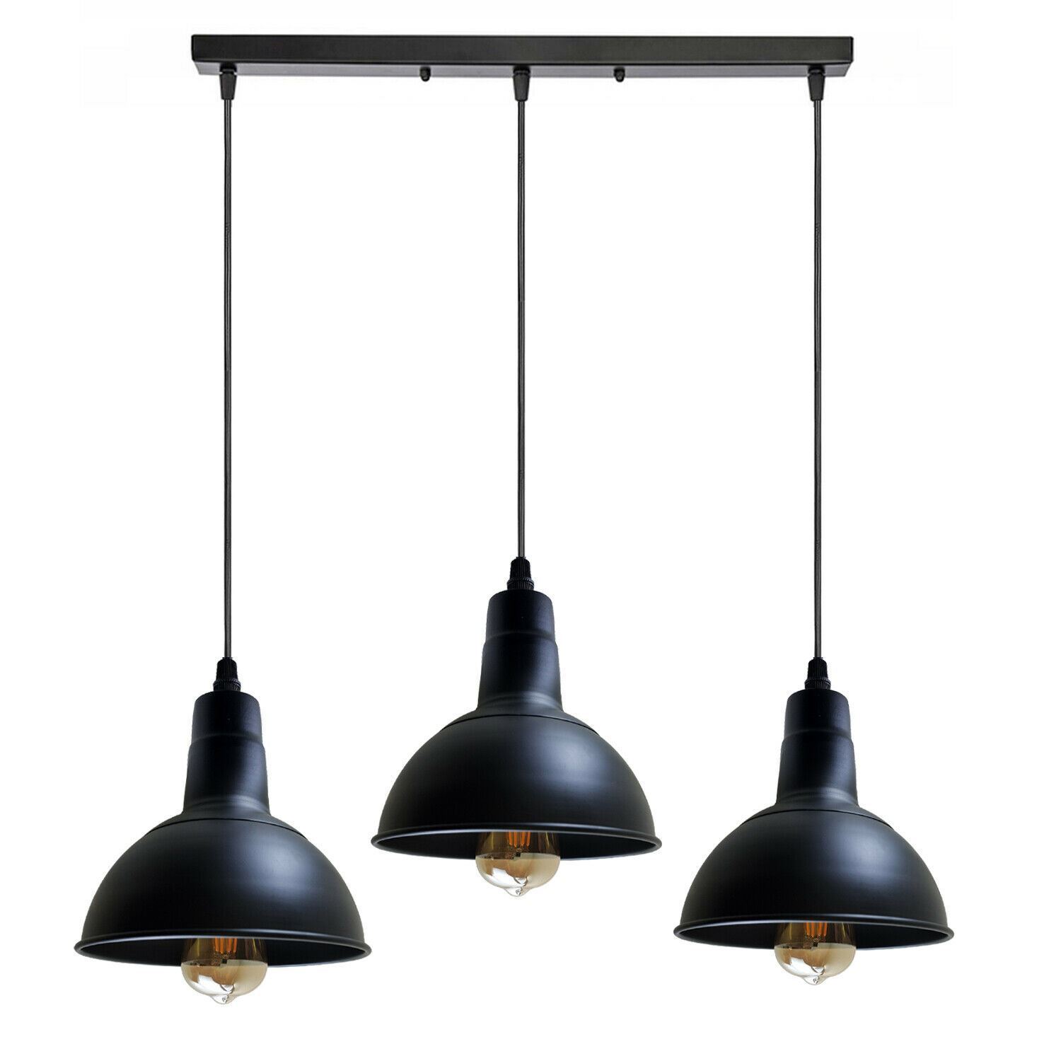 Retro Industrial Chandelier with vintage metal light shade, showcasing a stylish design suitable for various interiors.