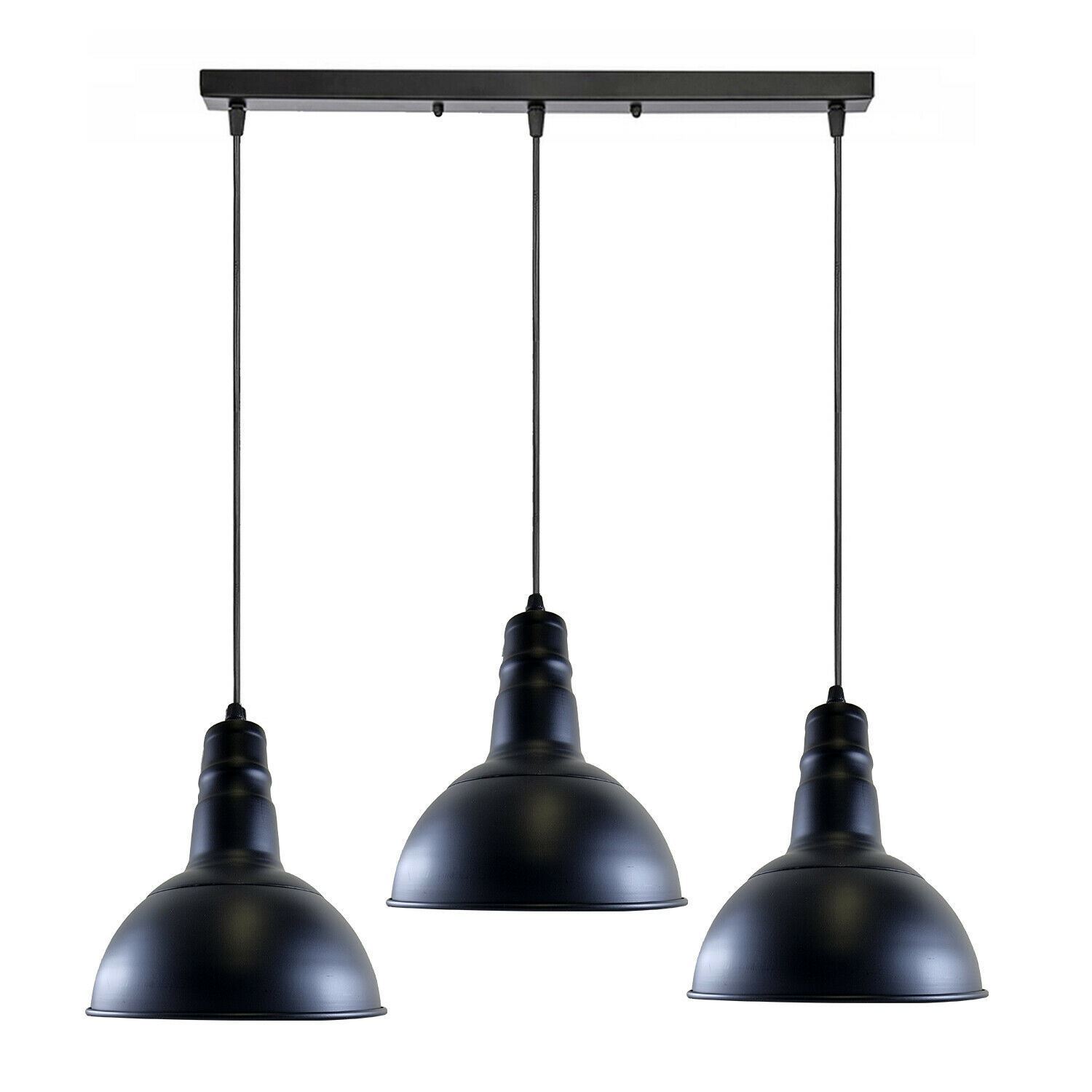 Retro Industrial Chandelier with vintage metal light shade, showcasing a stylish design suitable for various interiors.