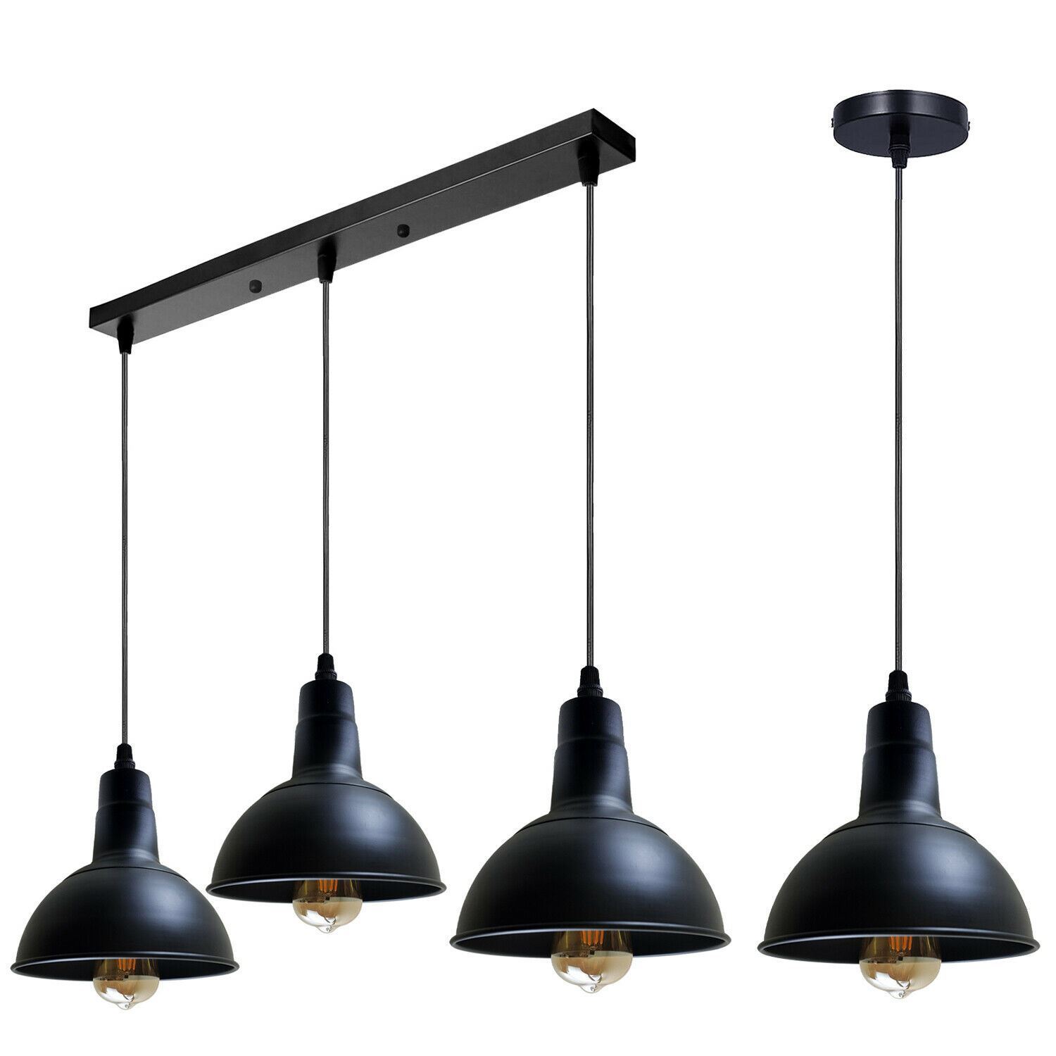 Retro Industrial Chandelier with vintage metal light shade, showcasing a stylish design suitable for various interiors.