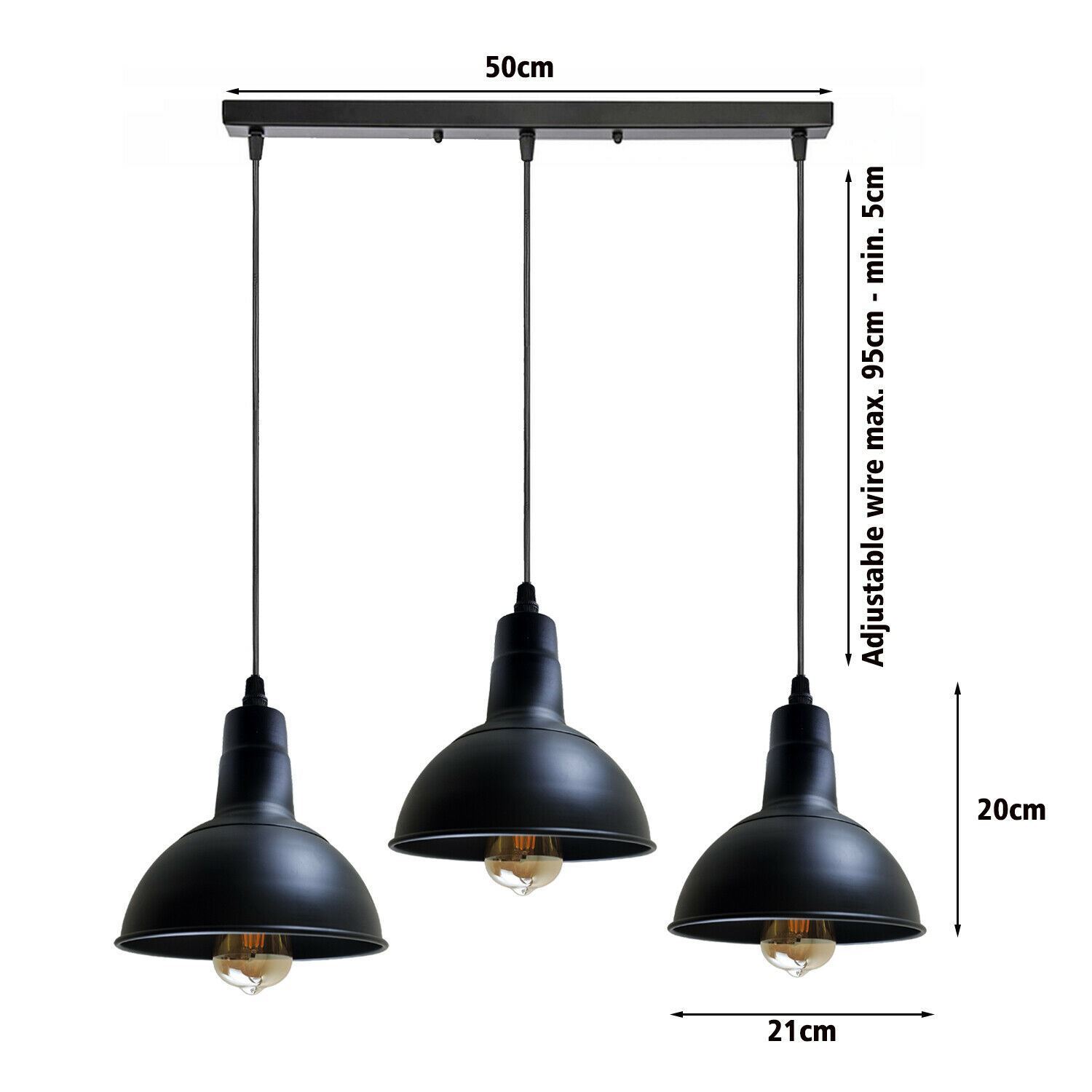 Retro Industrial Chandelier with vintage metal light shade, showcasing a stylish design suitable for various interiors.