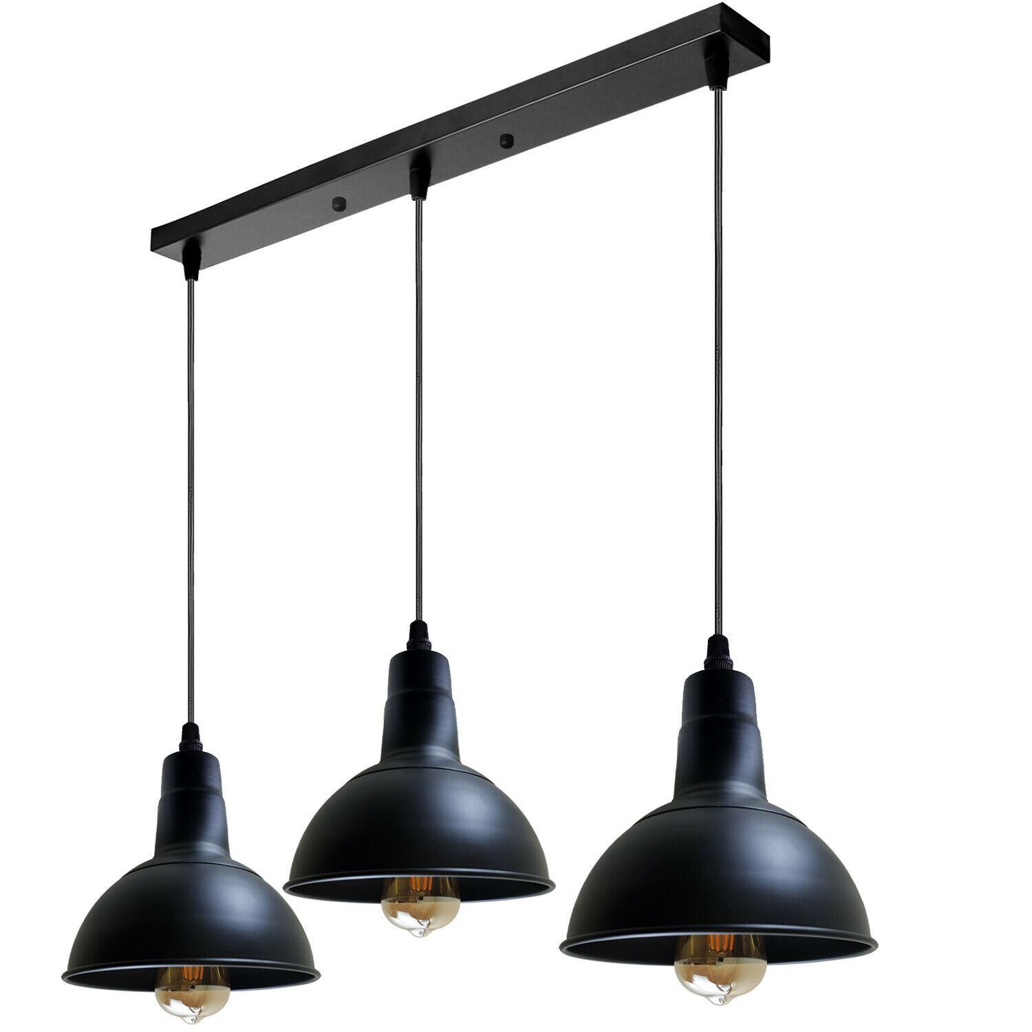 Retro Industrial Chandelier with vintage metal light shade, showcasing a stylish design suitable for various interiors.