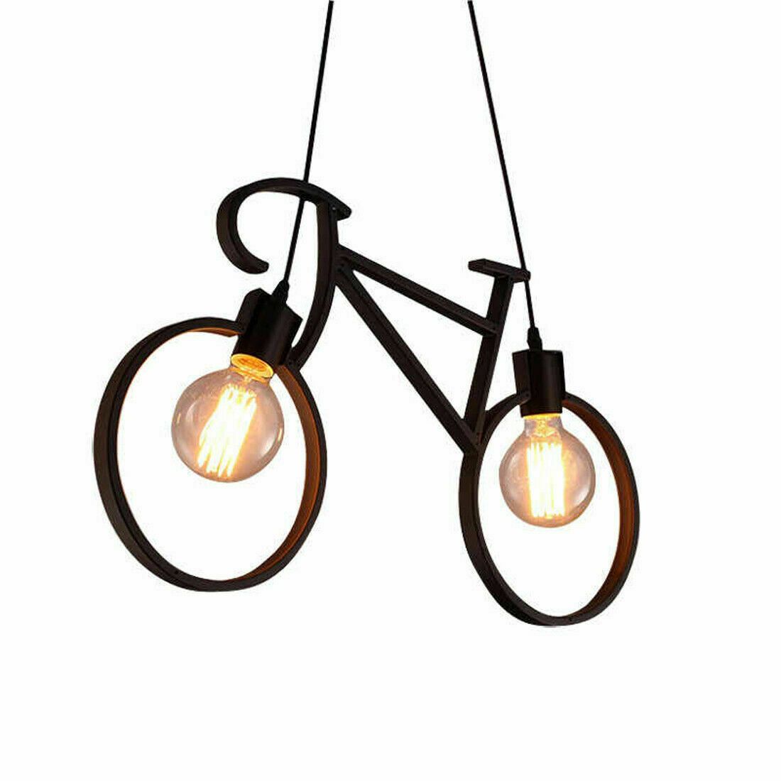 Retro Meta Design Bicycle Ceiling Pendant Light Shade in black iron, showcasing a unique bicycle design for modern decor.