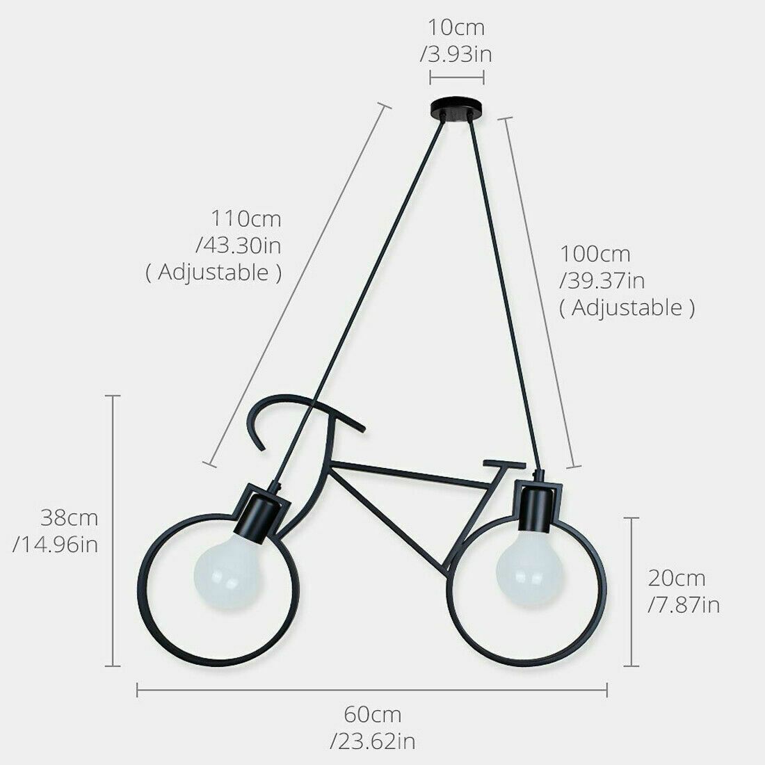 Retro Meta Design Bicycle Ceiling Pendant Light Shade in black iron, showcasing a unique bicycle design for modern decor.