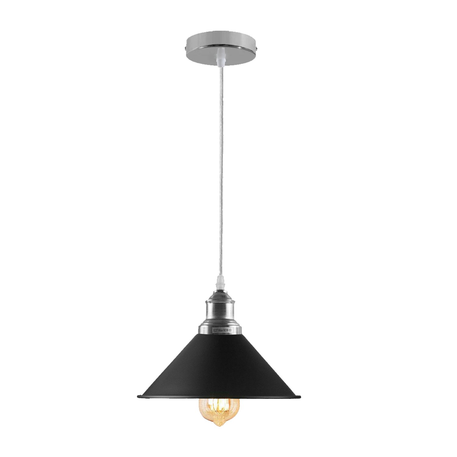 Retro Metal Pendant Chrome Ceiling Light Lamp Shade with polished chrome finish and contrasting inner surface, ideal for modern decor.