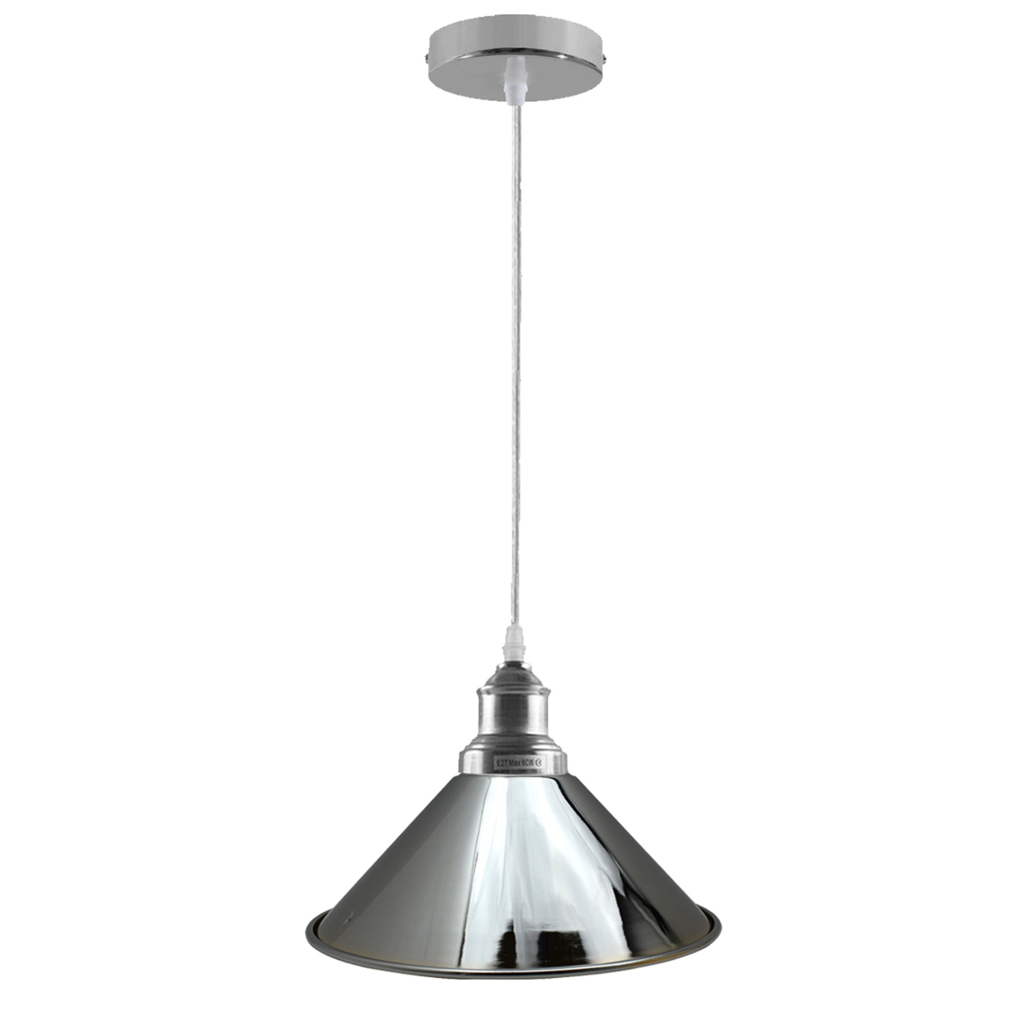 Retro Metal Pendant Chrome Ceiling Light Lamp Shade with polished chrome finish and contrasting inner surface, ideal for modern decor.