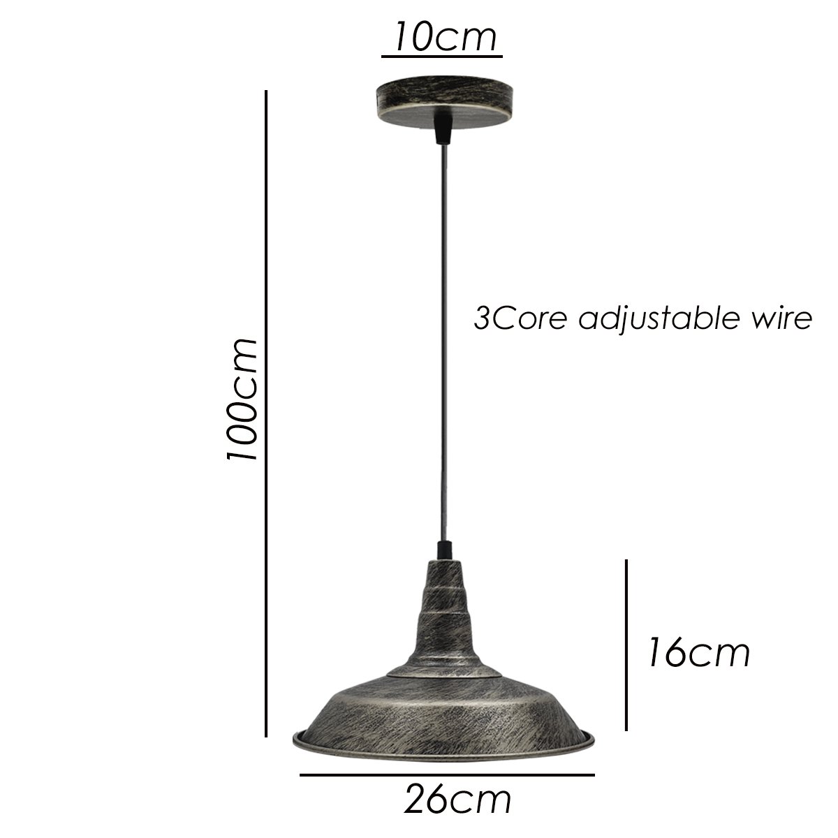 Retro Metal Pendant Lampshade in black, showcasing vintage industrial design, perfect for various interior settings.