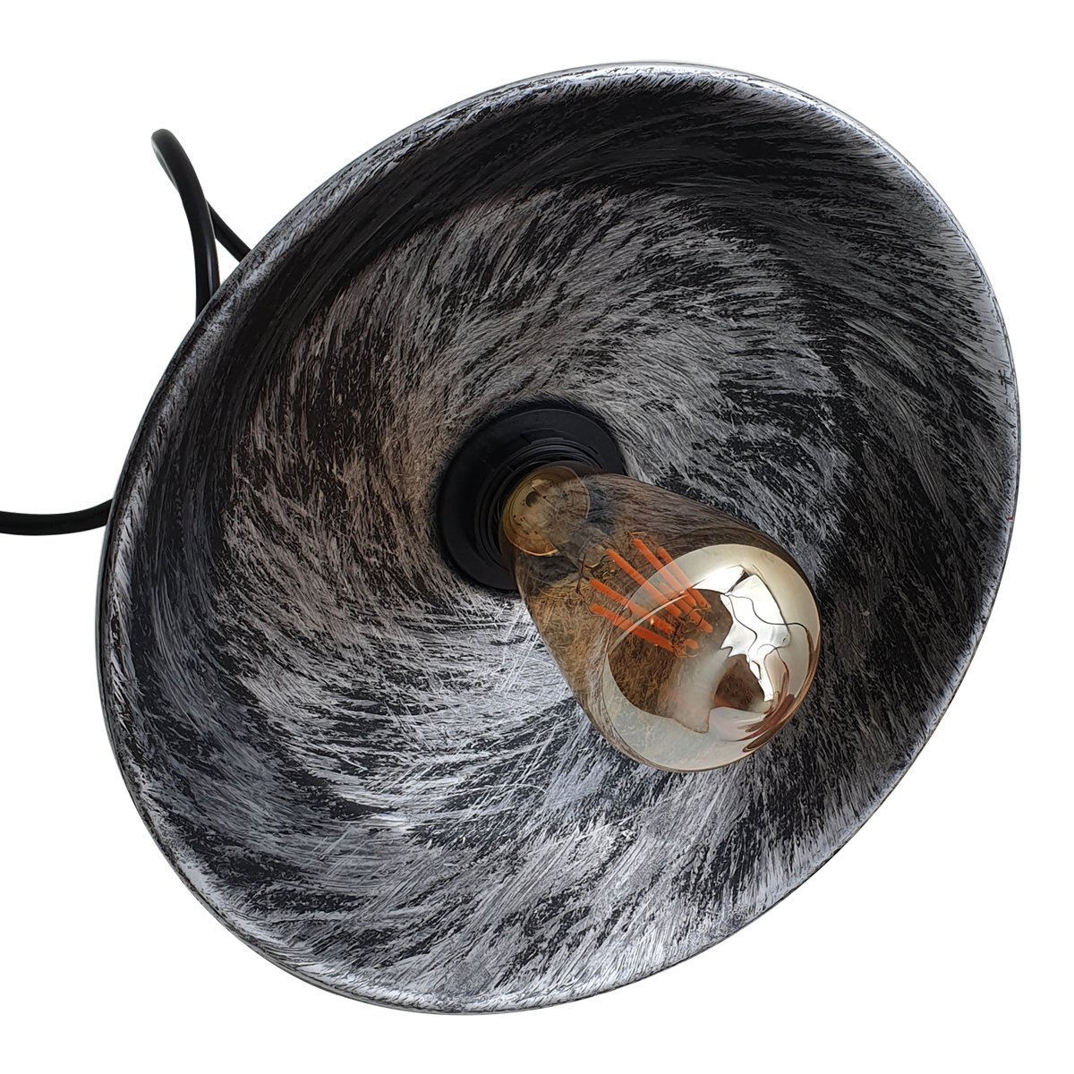 Retro Metal Pendant Lampshade in black, showcasing vintage industrial design, perfect for various interior settings.