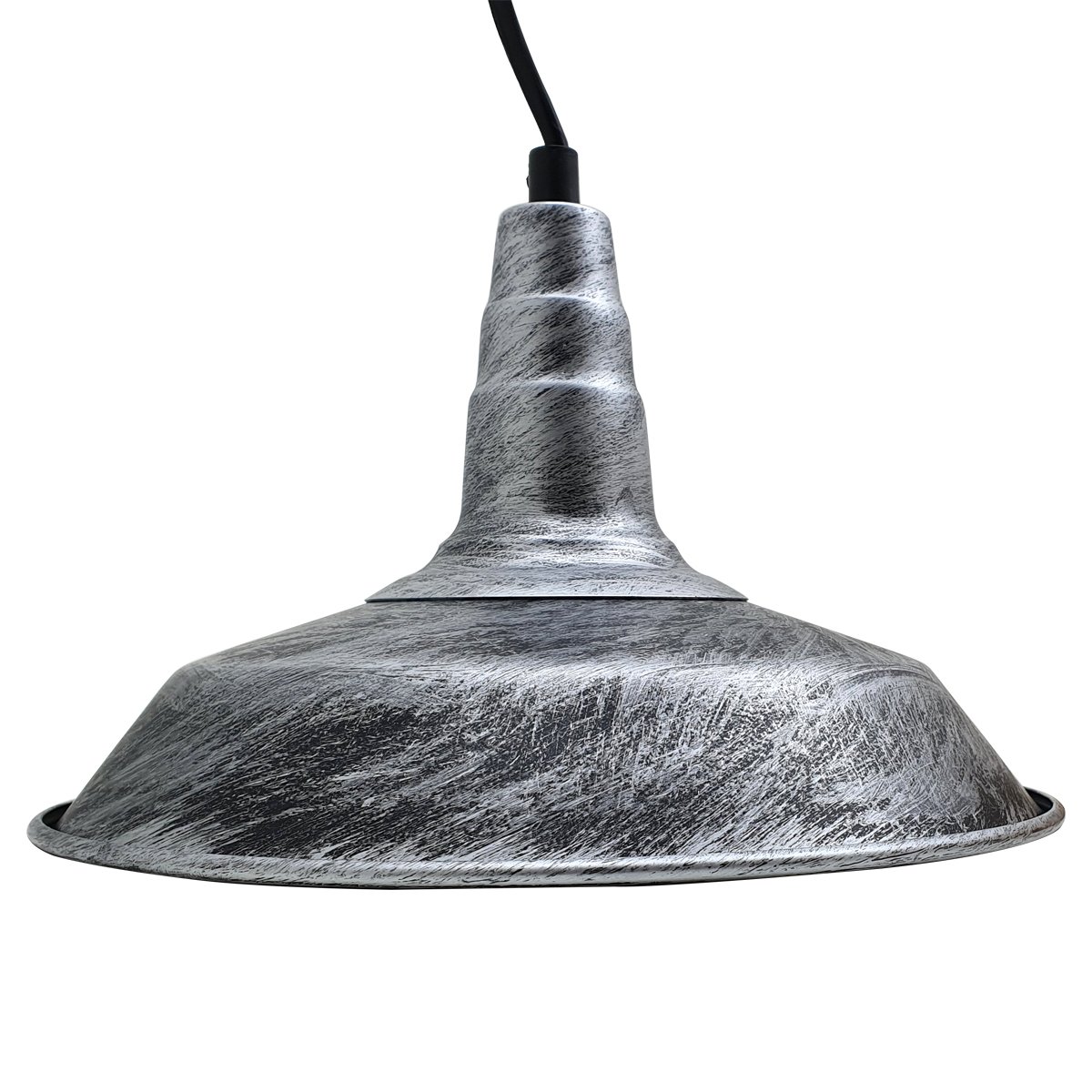 Retro Metal Pendant Lampshade in black, showcasing vintage industrial design, perfect for various interior settings.