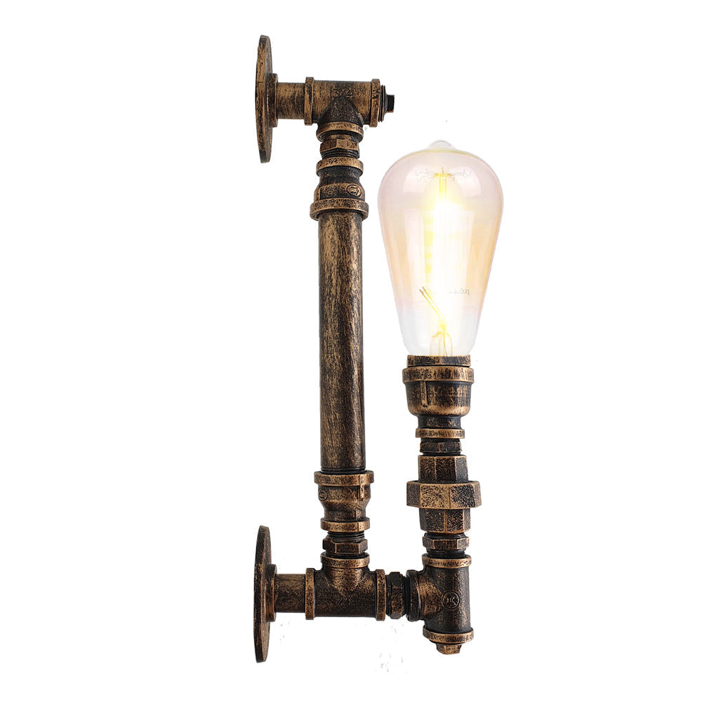 Retro style brushed copper wall sconce light with industrial design, perfect for vintage decor in various settings.