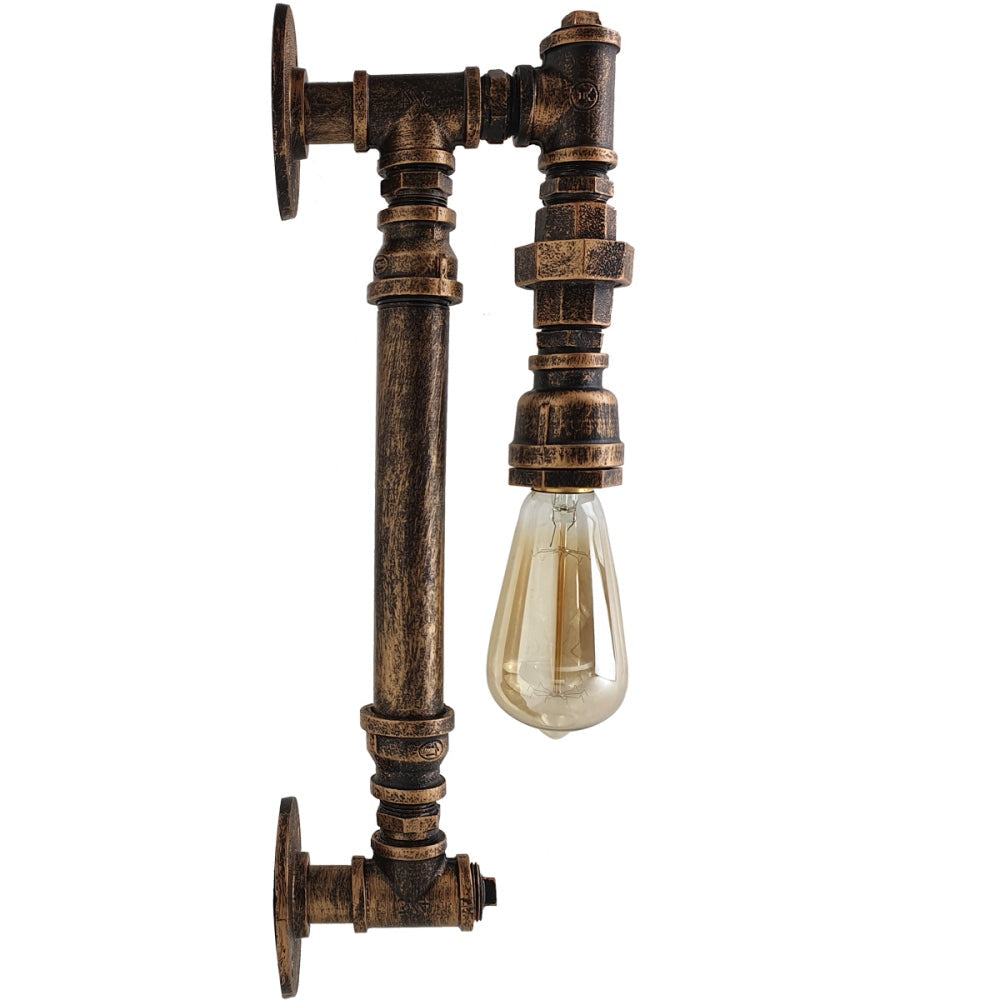 Retro style brushed copper wall sconce light with industrial design, perfect for vintage decor in various settings.