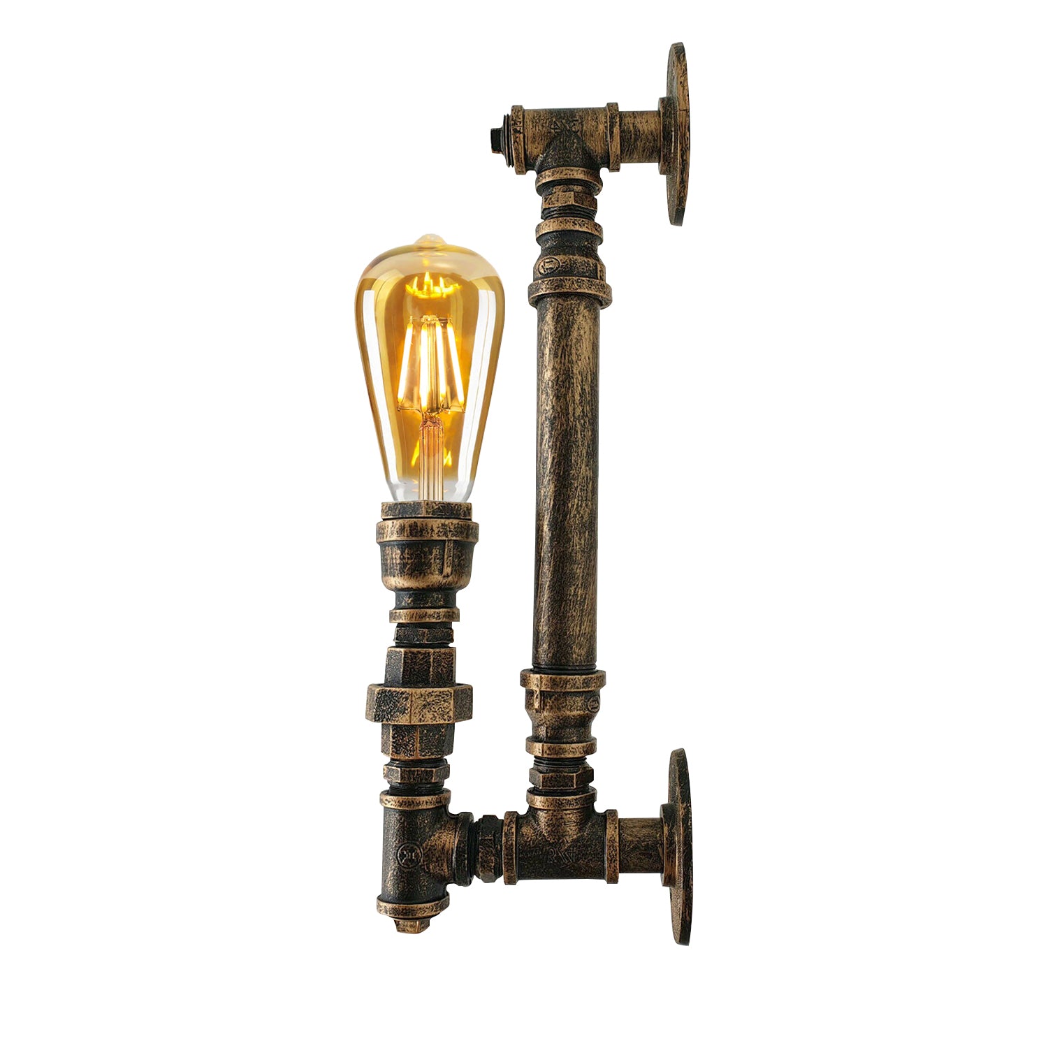 Retro style brushed copper wall sconce light with industrial design, perfect for vintage decor in various settings.