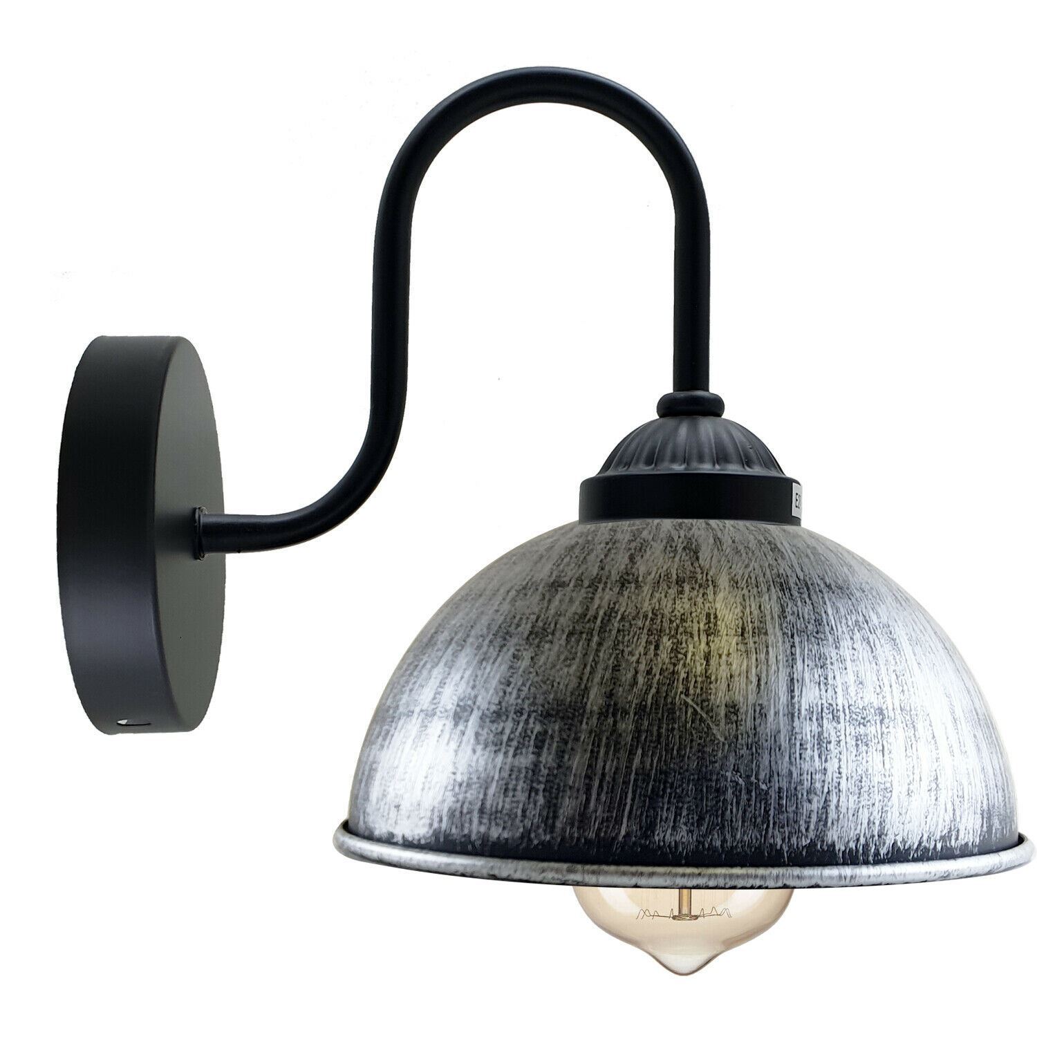 Retro wall lamp featuring a dome metal shade, ideal for indoor lighting with an industrial style.