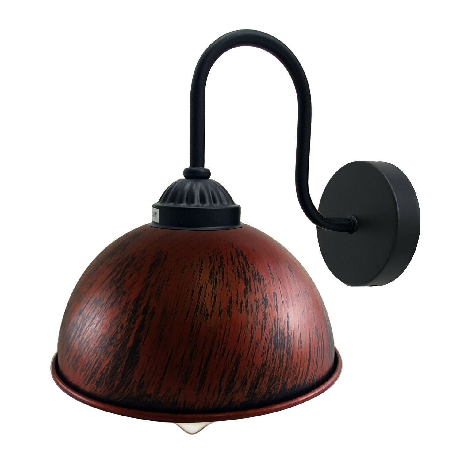 Retro wall lamp featuring a dome metal shade, ideal for indoor lighting with an industrial style.