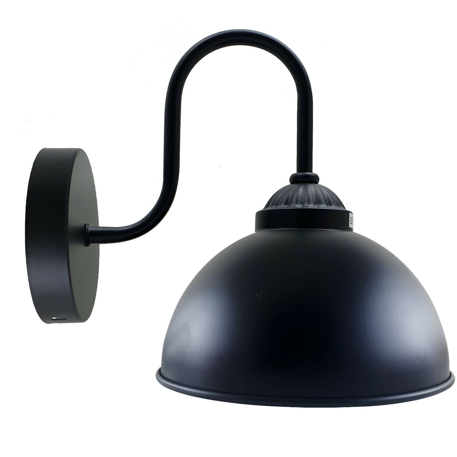 Retro wall lamp featuring a dome metal shade, ideal for indoor lighting with an industrial style.