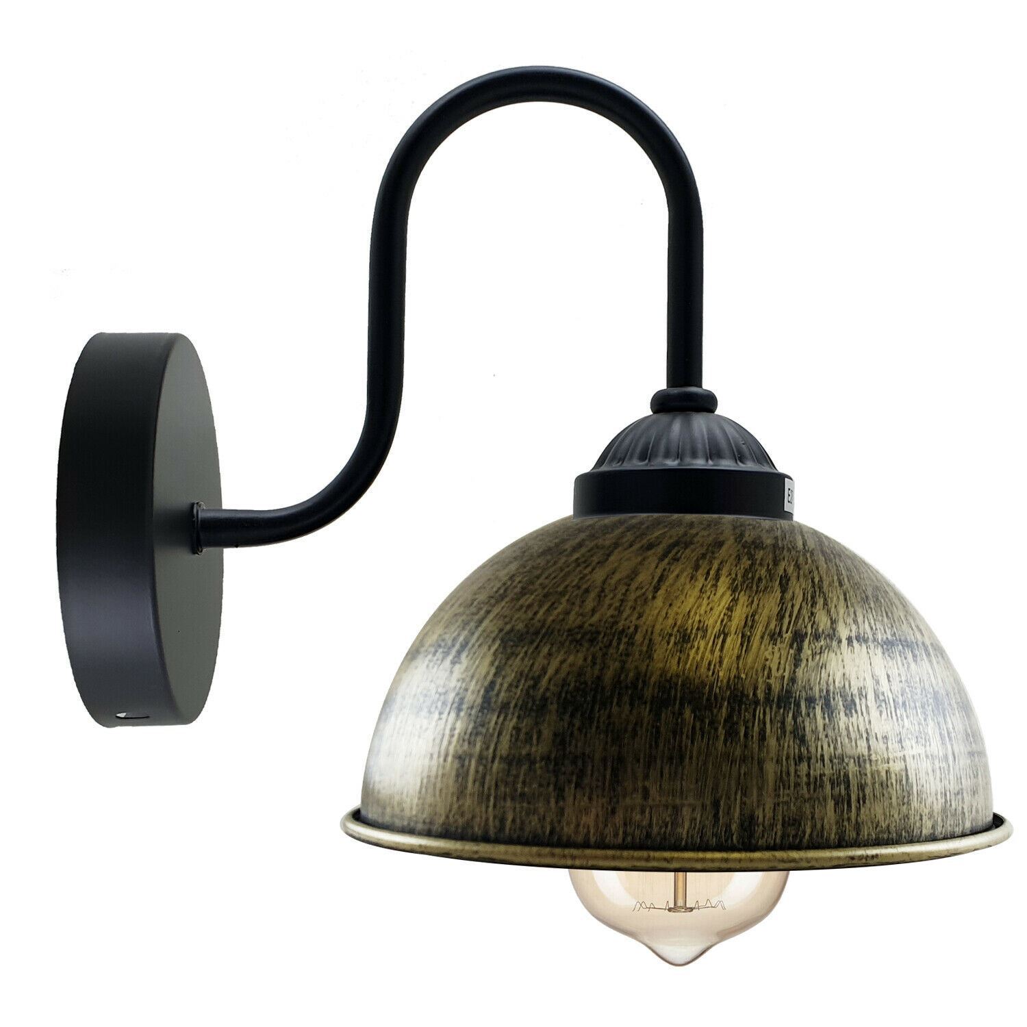 Retro wall lamp featuring a dome metal shade, ideal for indoor lighting with an industrial style.