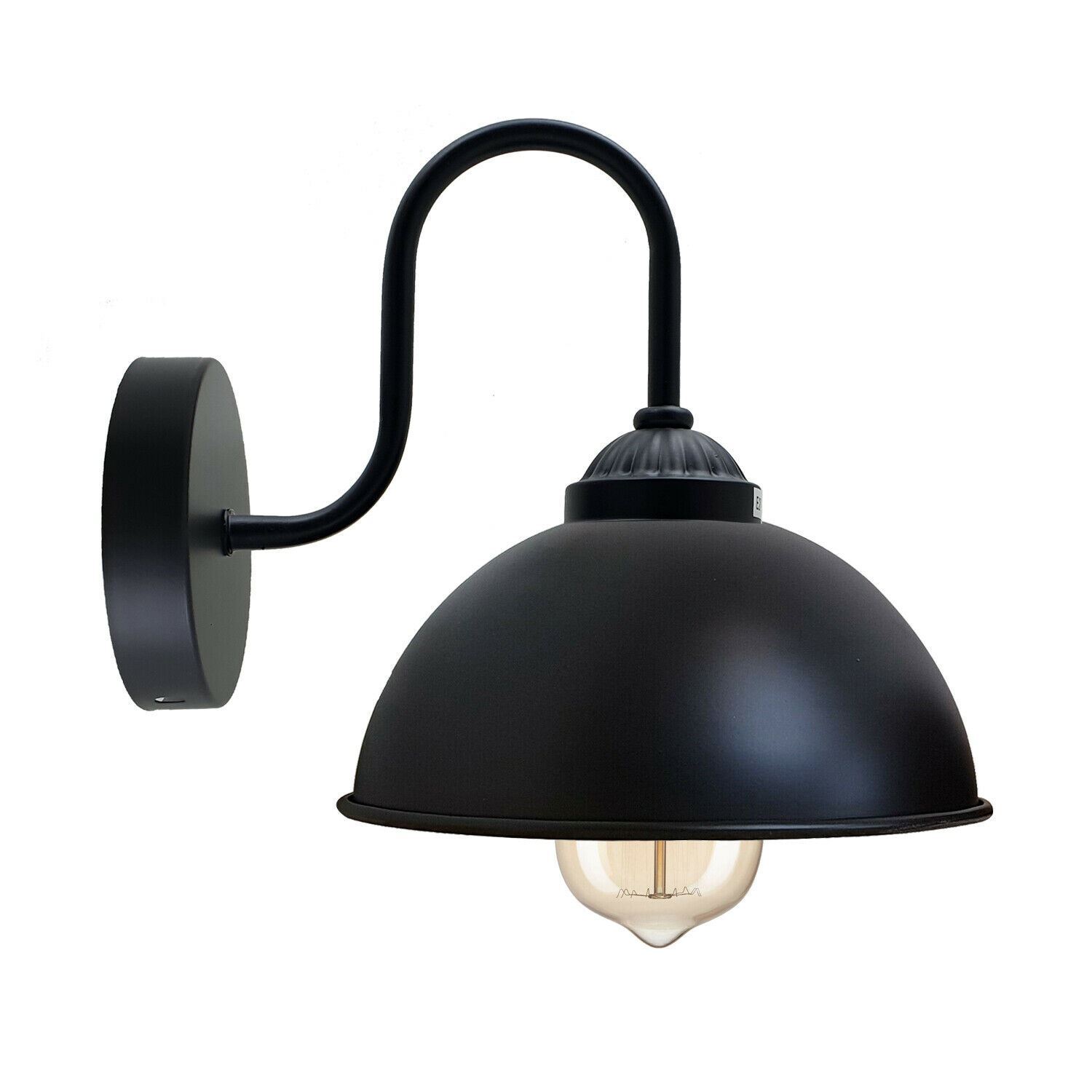 Retro wall lamp featuring a dome metal shade, ideal for indoor lighting with an industrial style.