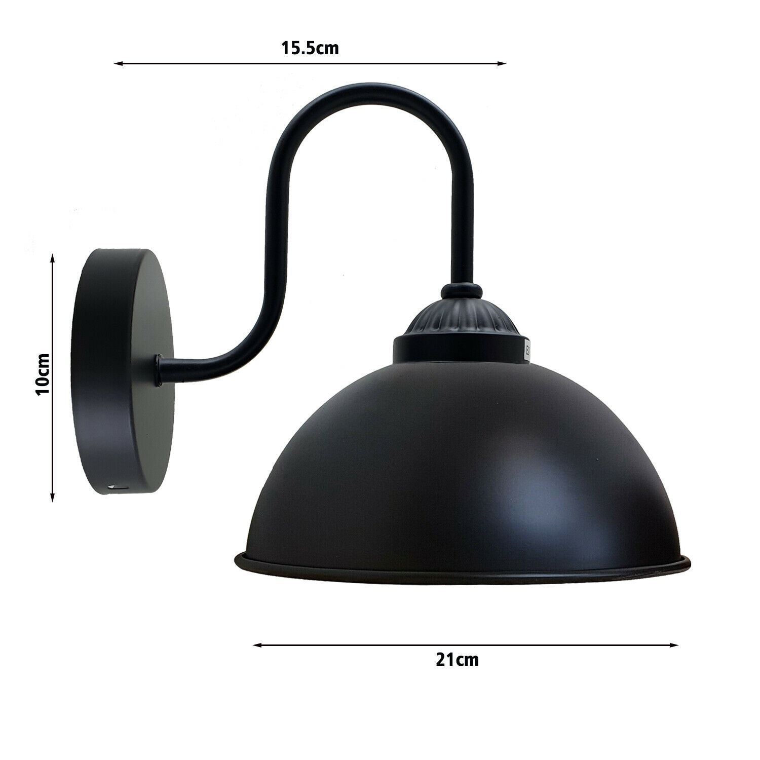 Retro wall lamp featuring a dome metal shade, ideal for indoor lighting with an industrial style.