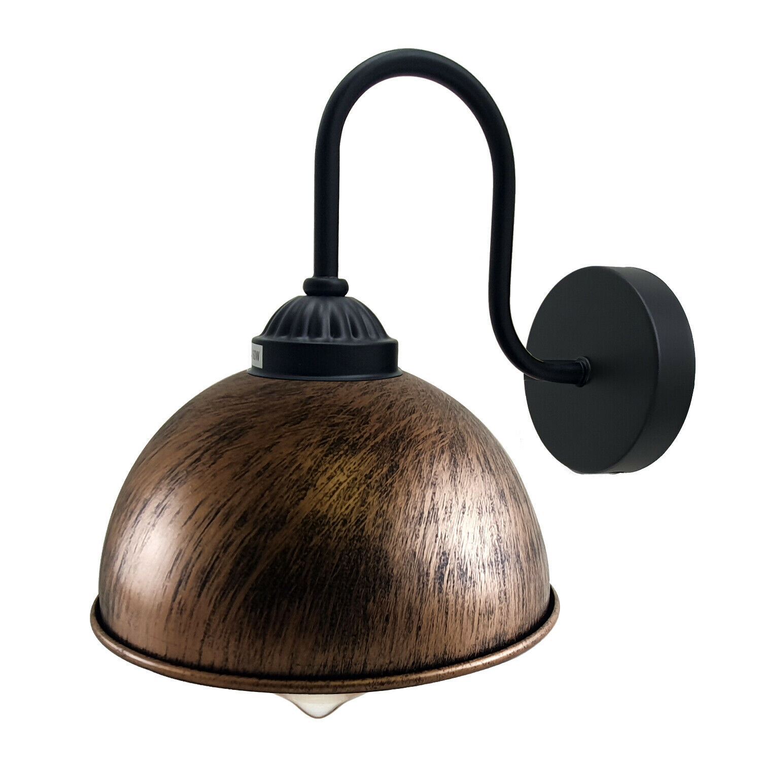 Retro wall lamp featuring a dome metal shade, ideal for indoor lighting with an industrial style.