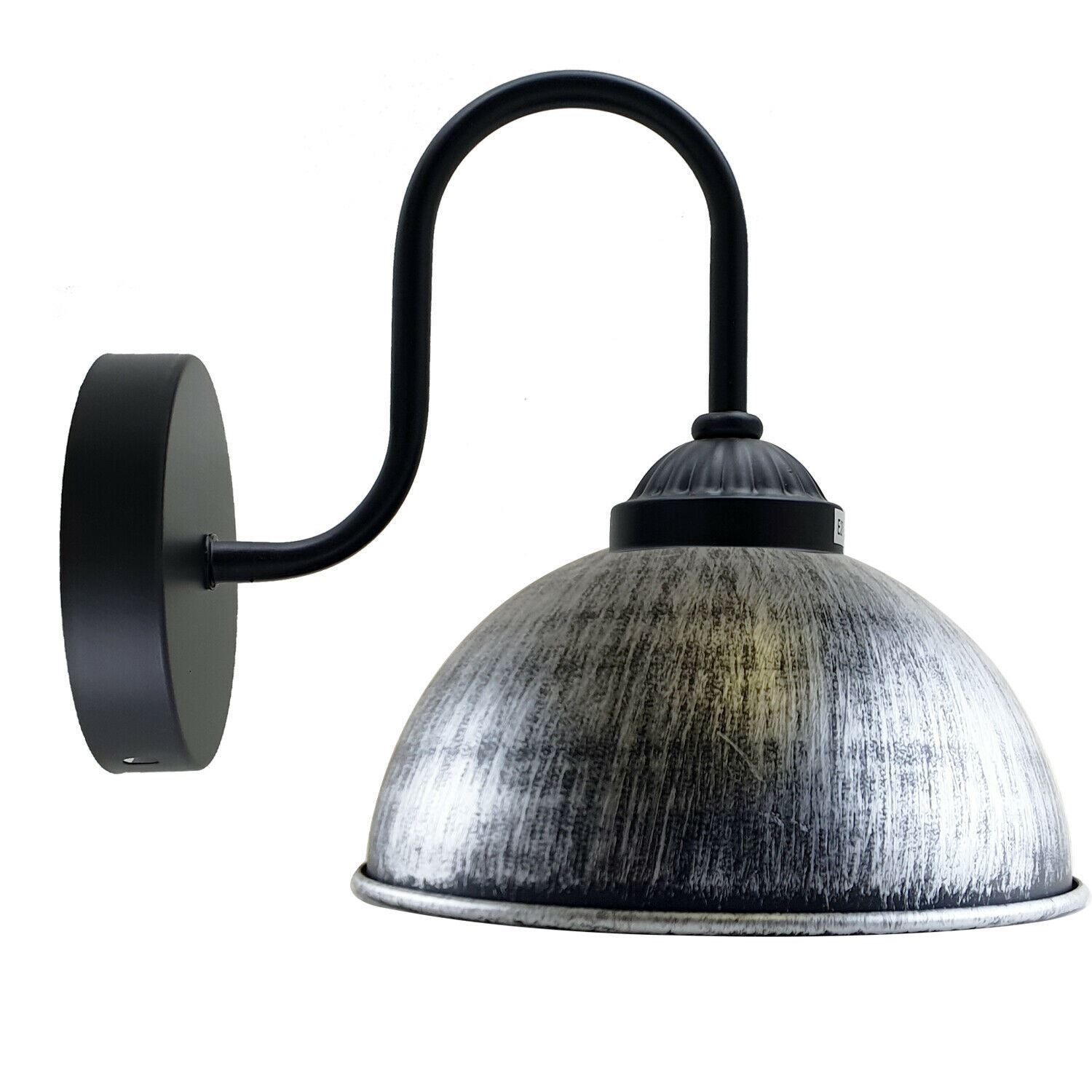 Retro wall lamp featuring a dome metal shade, ideal for indoor lighting with an industrial style.