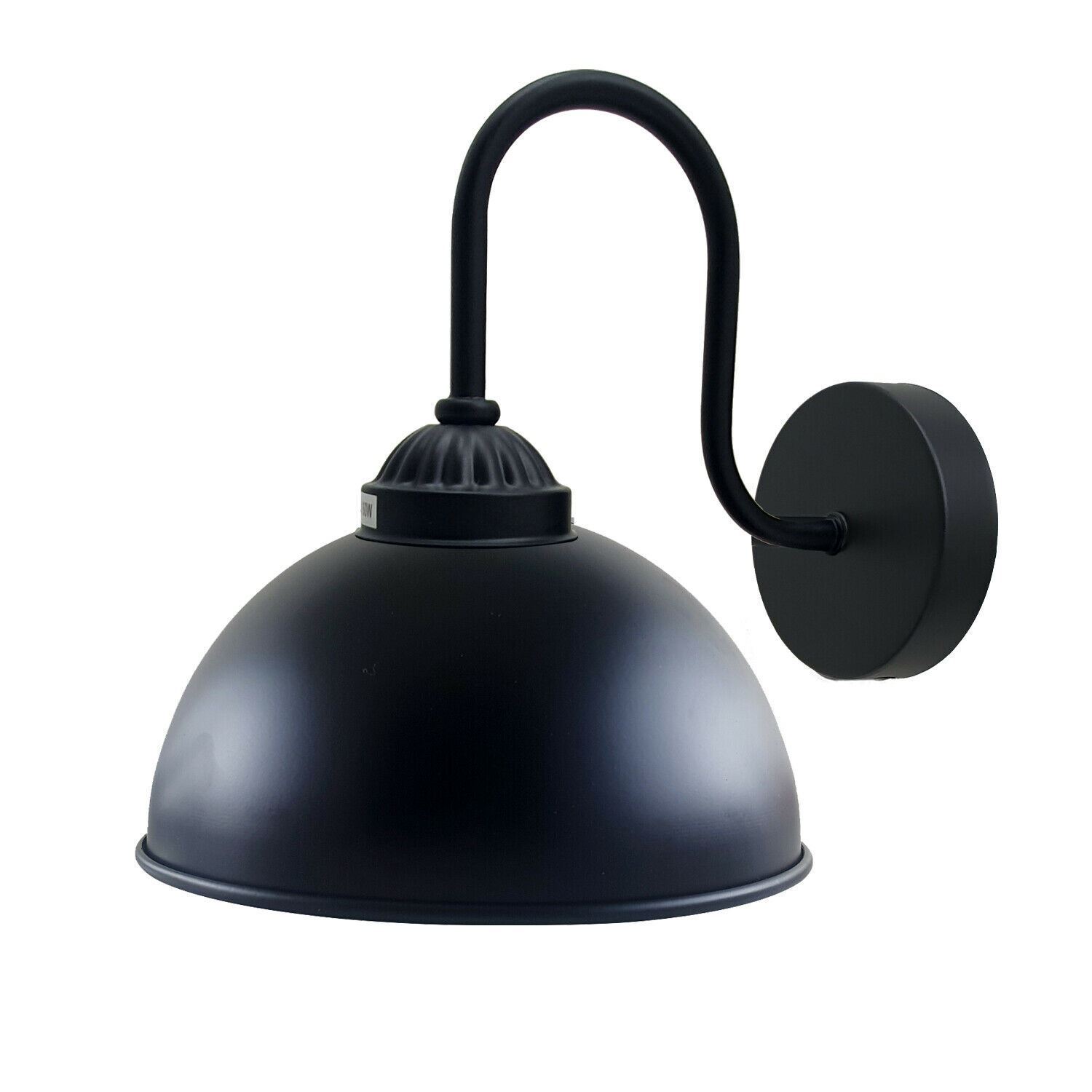 Retro wall lamp featuring a dome metal shade, ideal for indoor lighting with an industrial style.