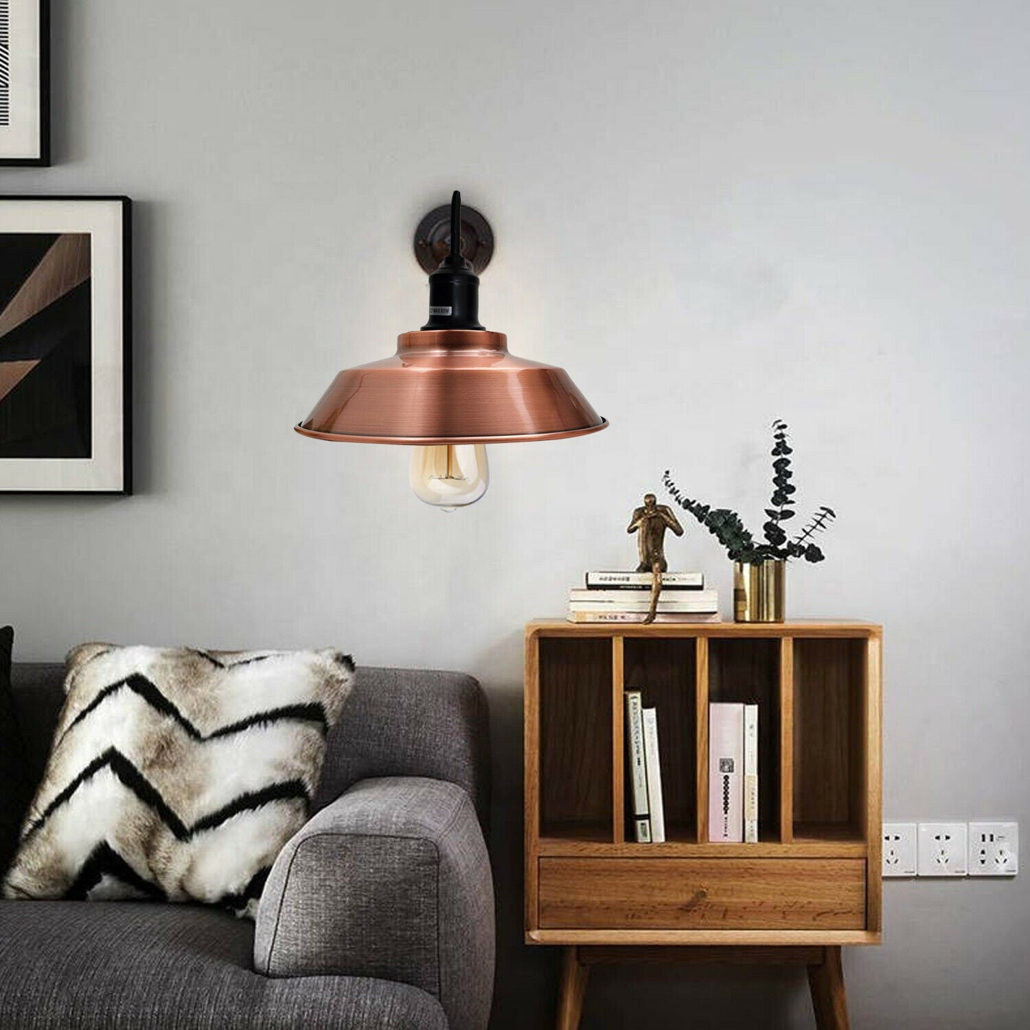 Rose Gold Retro Vintage Wall Light Sconce with swan neck arm, showcasing elegant design and practical features.