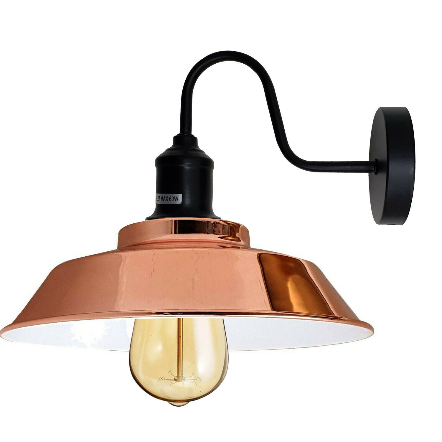 Rose Gold Retro Vintage Wall Light Sconce with swan neck arm, showcasing elegant design and practical features.