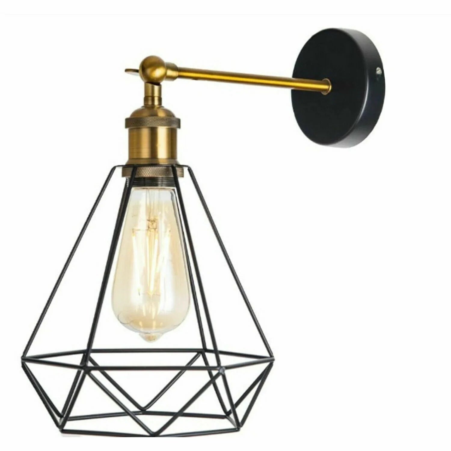 Rustic Red Industrial Wall Sconce featuring a geometric cage design, ideal for indoor lighting.