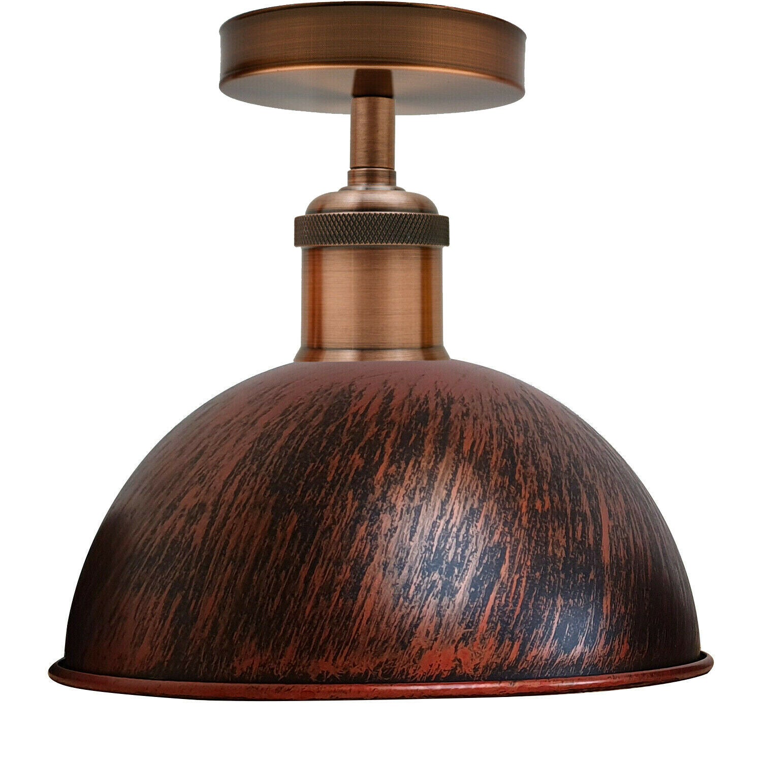 Rustic Red Vintage Retro Flush Mount Ceiling Light showcasing a metal design with a warm glow, perfect for home decor.