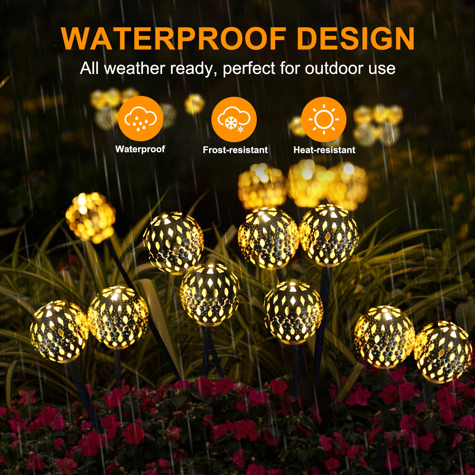 Solarera Solar Swinging Moroccan Lights with 10 light heads, showcasing vibrant colors and dynamic modes, perfect for outdoor decoration.