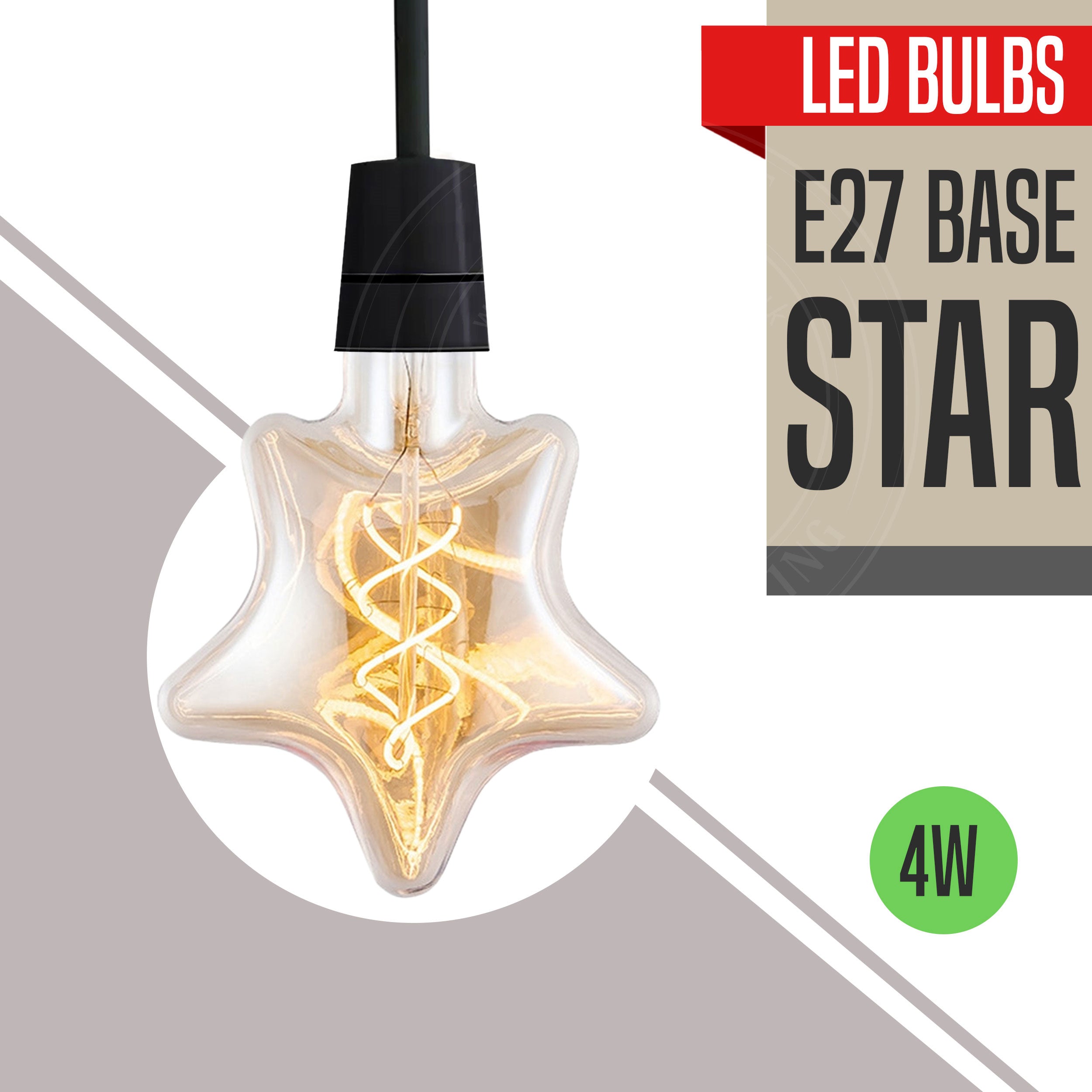 Star 4W LED Light Bulb E26 with warm white light and heart-shaped filament design, perfect for decorative lighting.