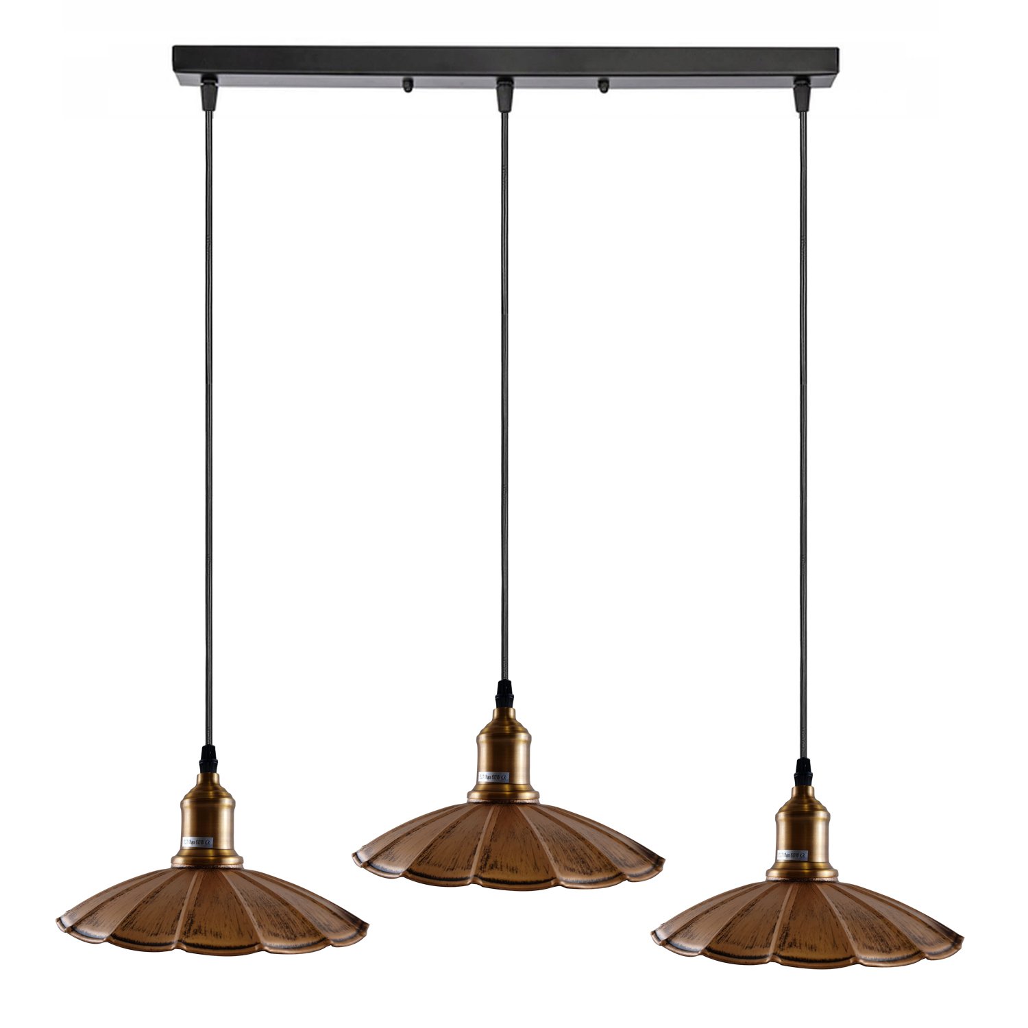 Stylish Copper 3 Pendant Light Fixture with umbrella design, featuring three light holders and a brushed copper finish.