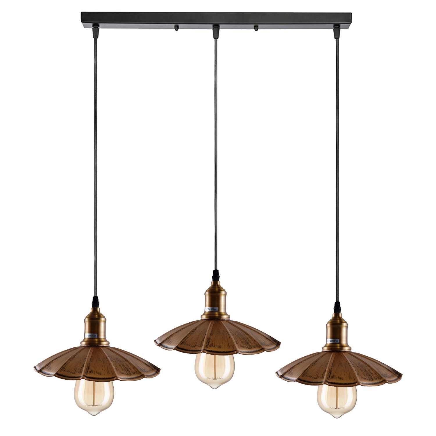 Stylish Copper 3 Pendant Light Fixture with umbrella design, featuring three light holders and a brushed copper finish.