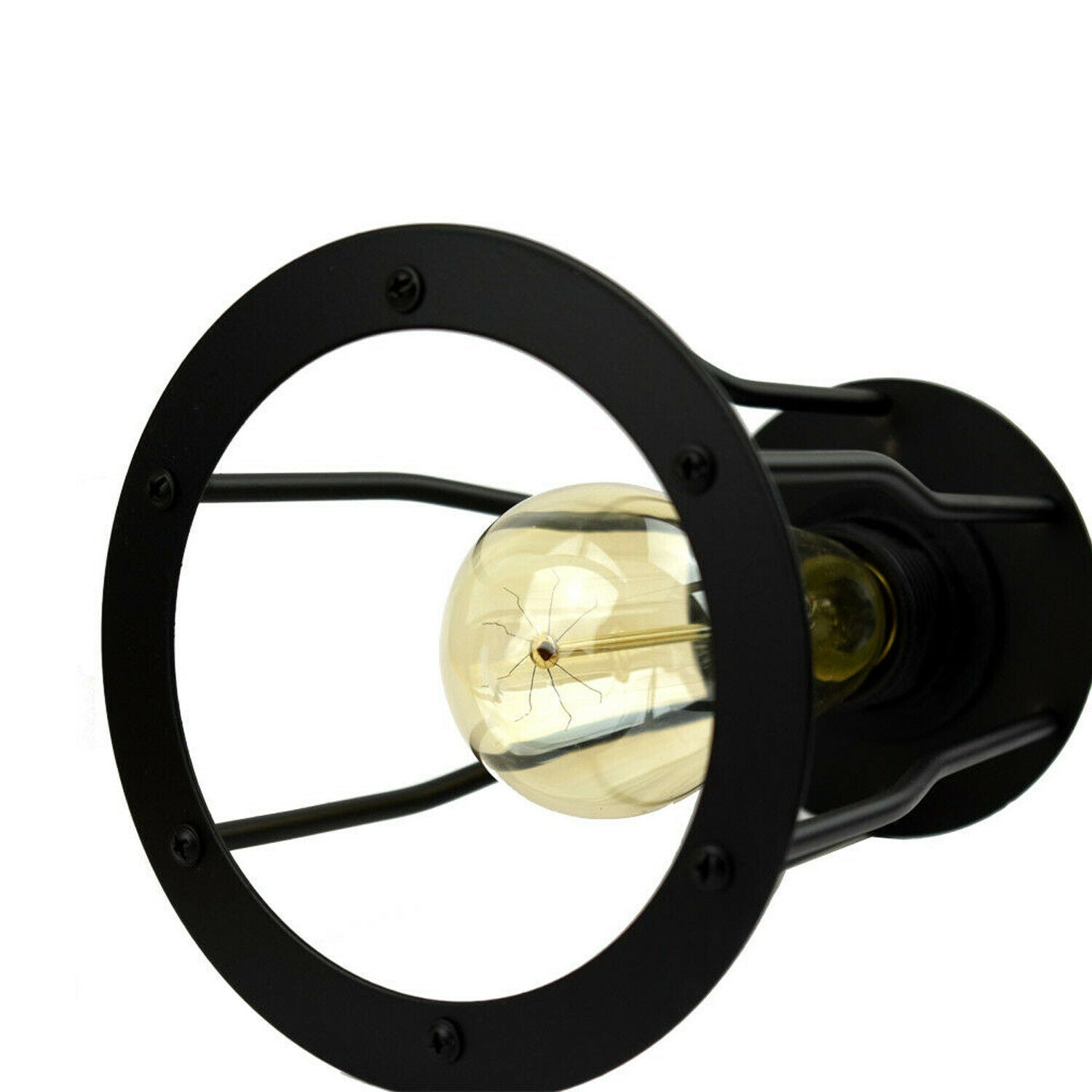 Stylish Semi Flush Mount Ceiling Light featuring a retro design with Edison-style bulbs, made of high-quality iron in black color.