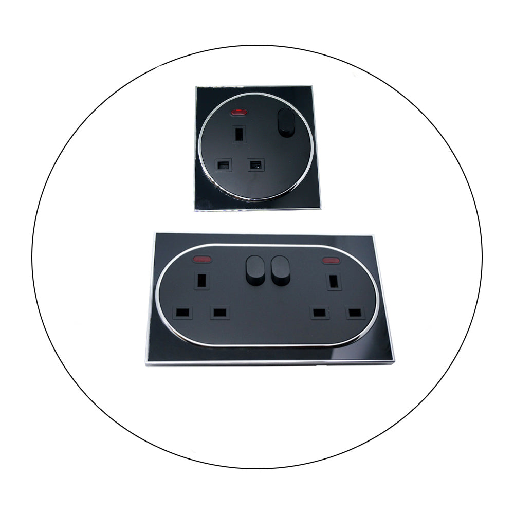 Switch Sockets Screwless Face Classic UK~2308, a stylish and safe electrical socket with a screwless design, made from fireproof material.