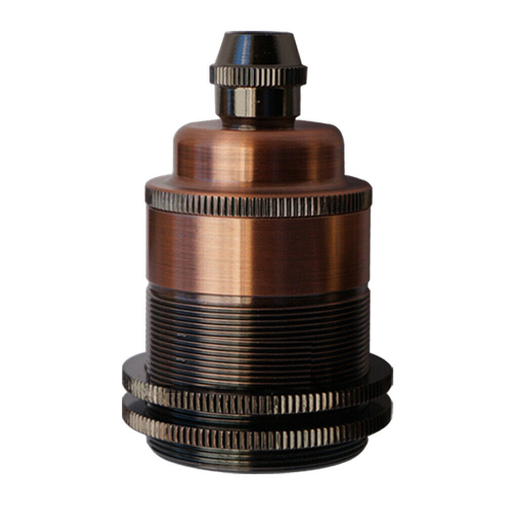 Copper E27 lamp holder with screw thread design, ideal for vintage bulbs.