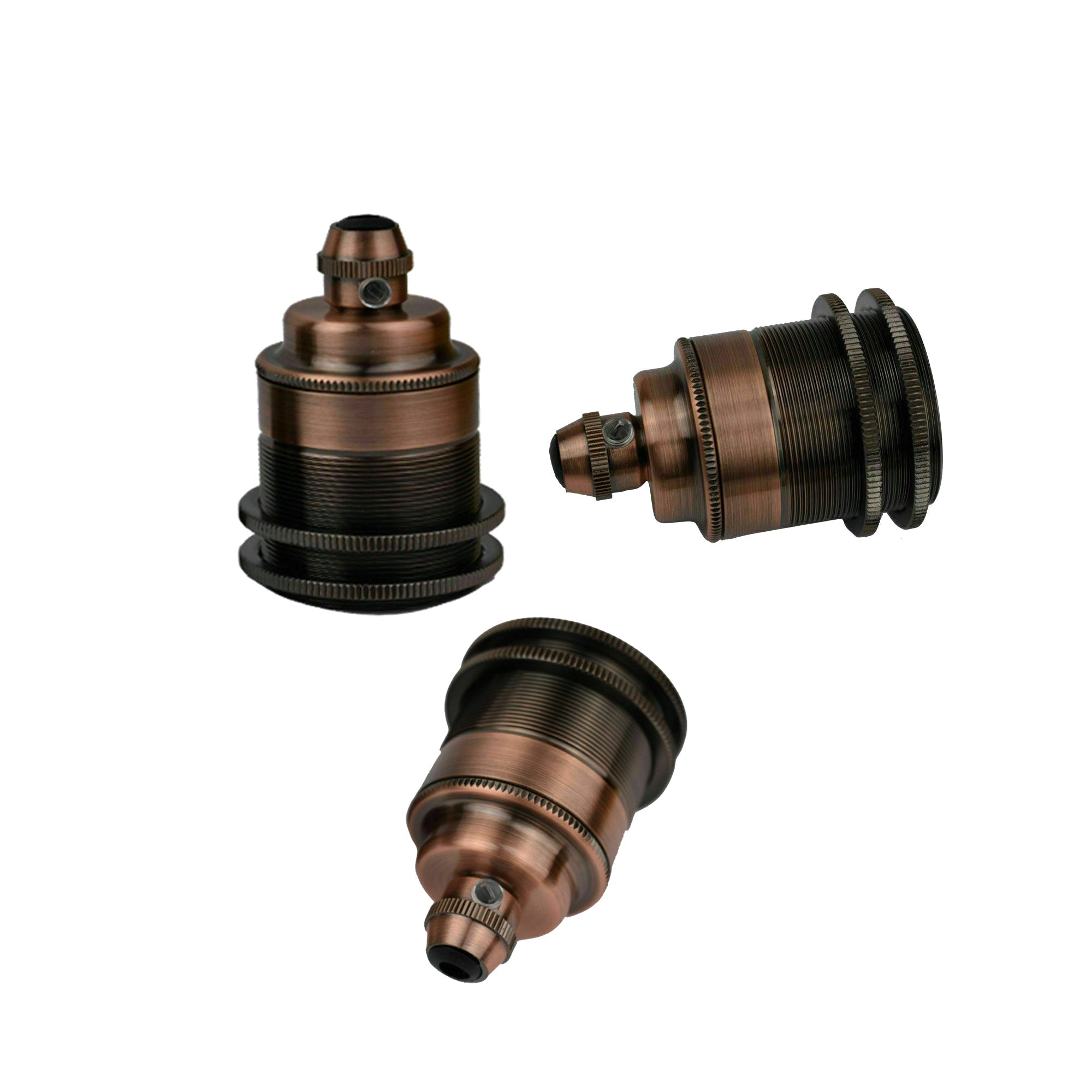 Copper E26 base screw thread bulb socket lamp holder showcasing its elegant design and durable metal construction.