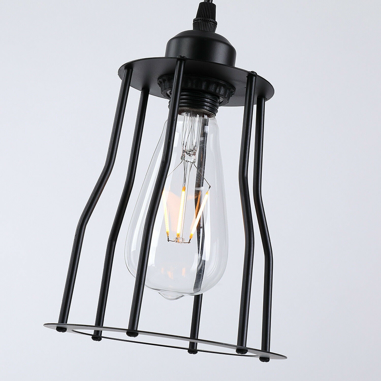 Three-Way Metal Black Color Hanging Pendant Lamp with multiple light holders and stylish design.